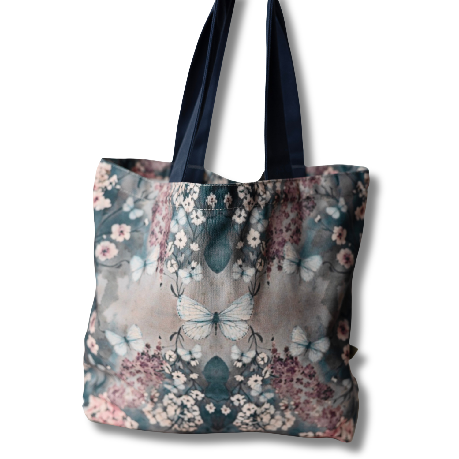 Large Tote Bag - Cottage Garden - Deep Blue