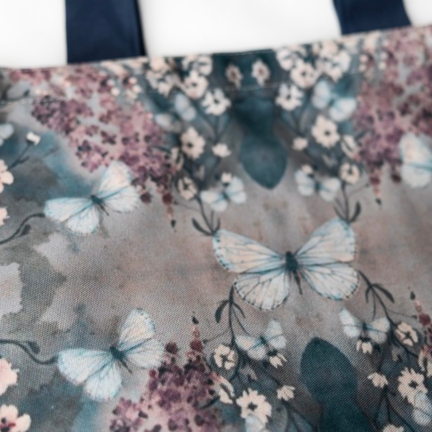 Large Tote Bag - Cottage Garden - Deep Blue