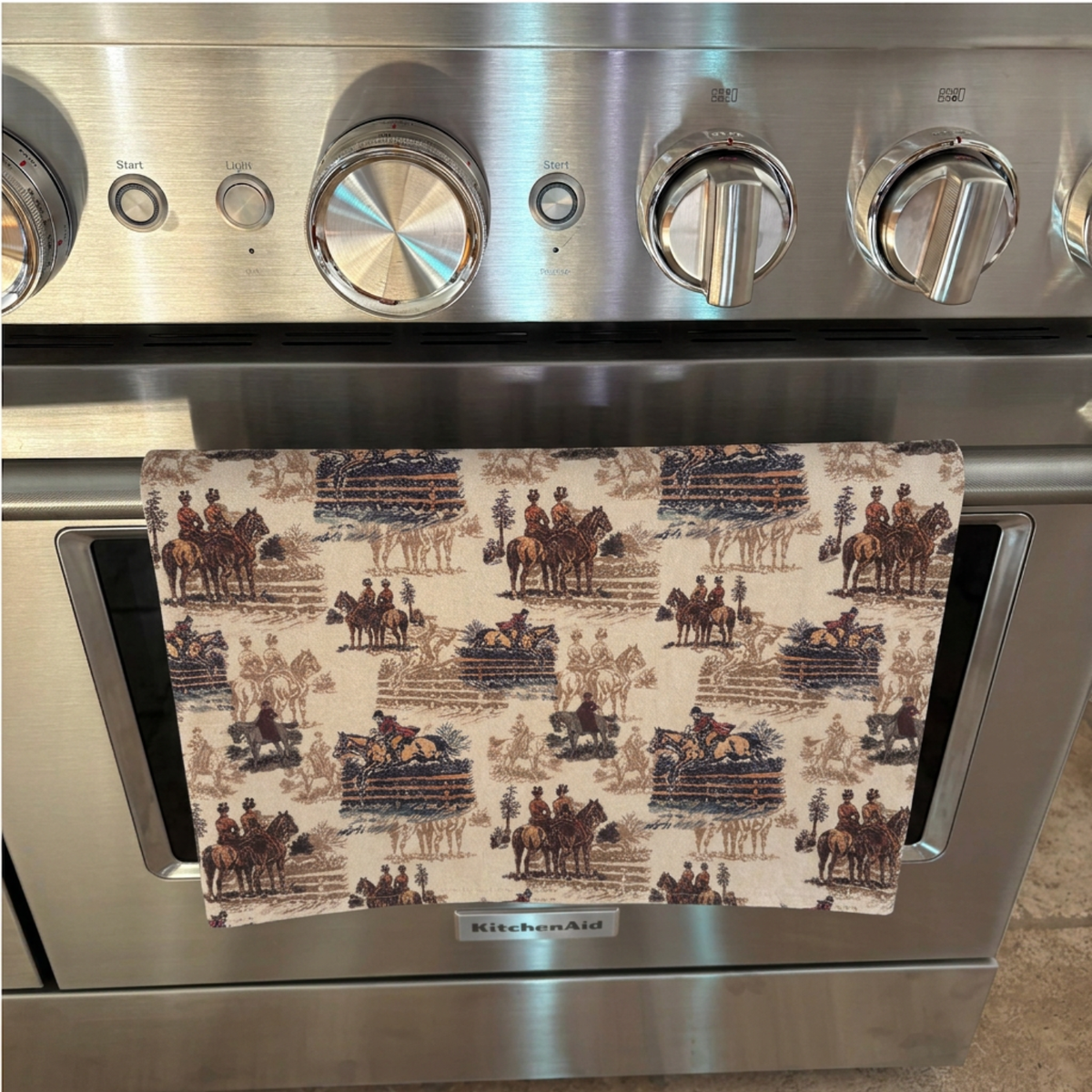 Tea towel cotton crepe - Astride at Dawn - Linen