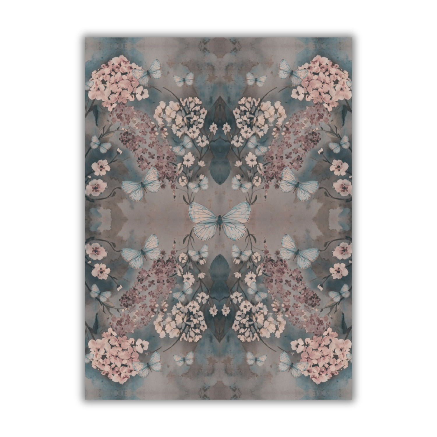 Tea towel cotton crepe - Cottage Garden - Deep Blue