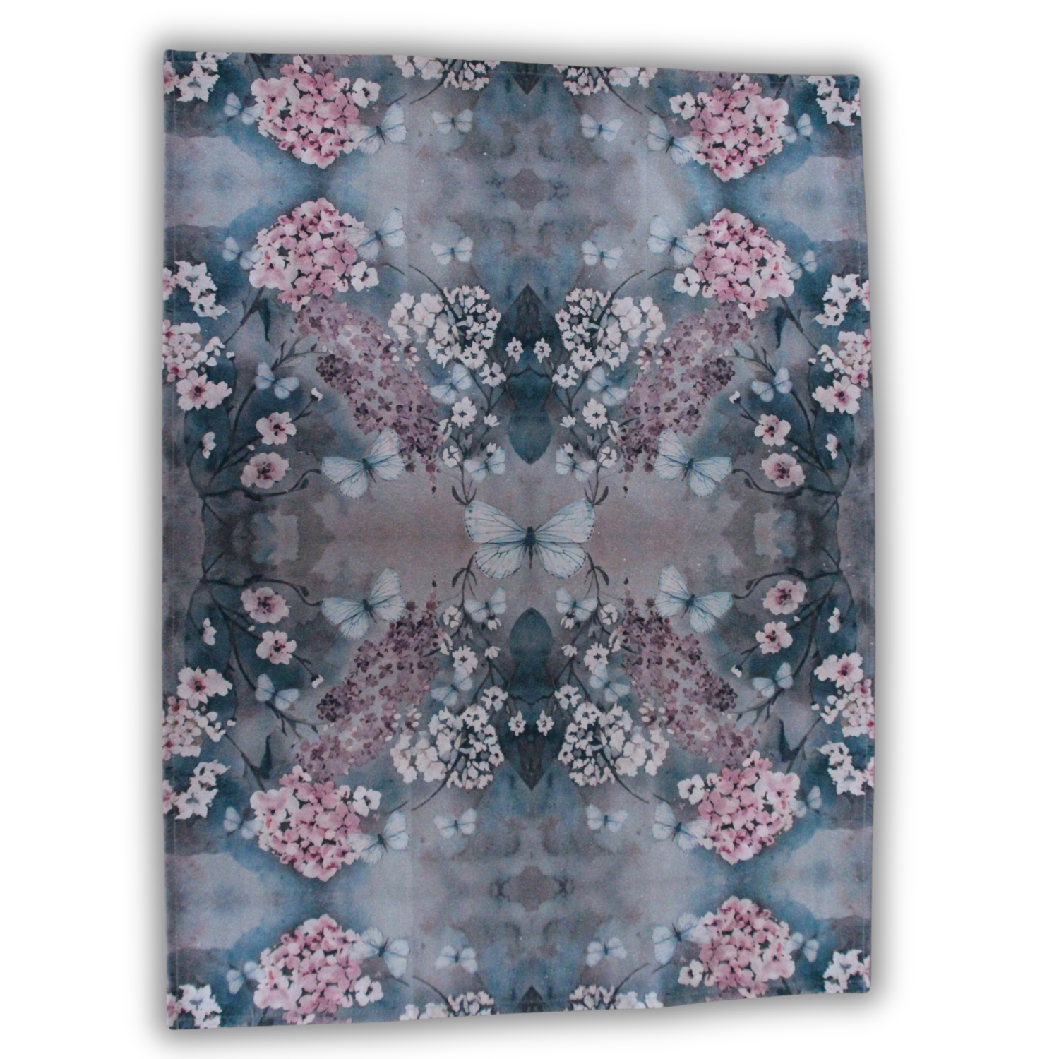 Tea towel cotton crepe - Cottage Garden - Deep Blue