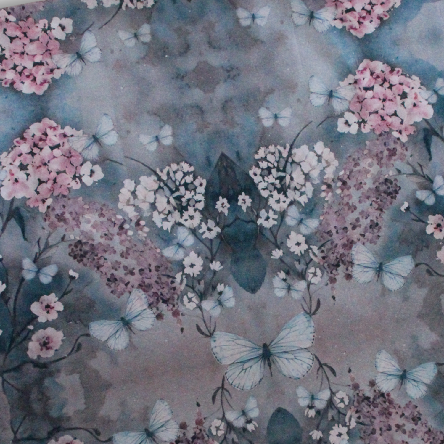 Tea towel cotton crepe - Cottage Garden - Deep Blue