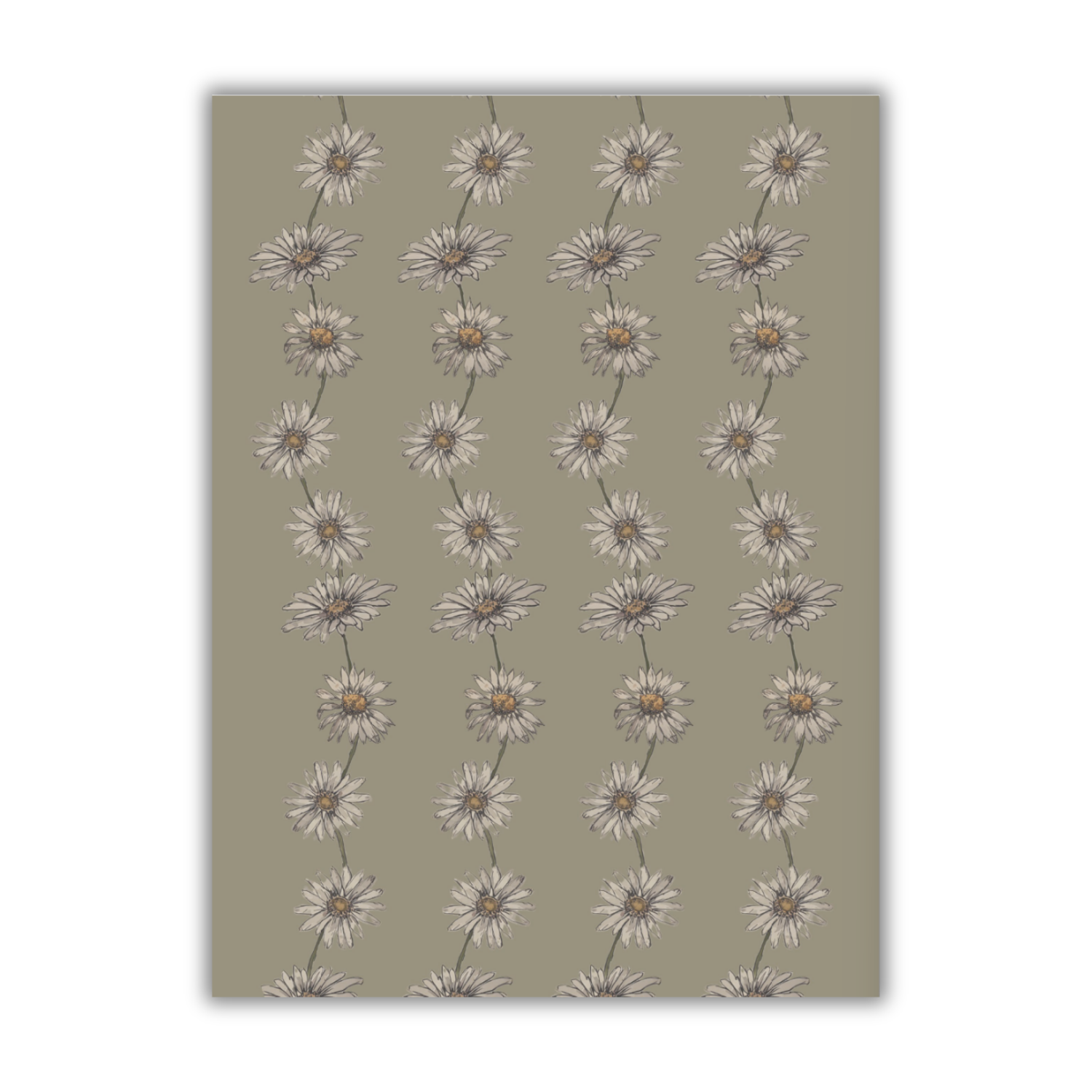 Tea towel cotton crepe - Daisy Chain - Green