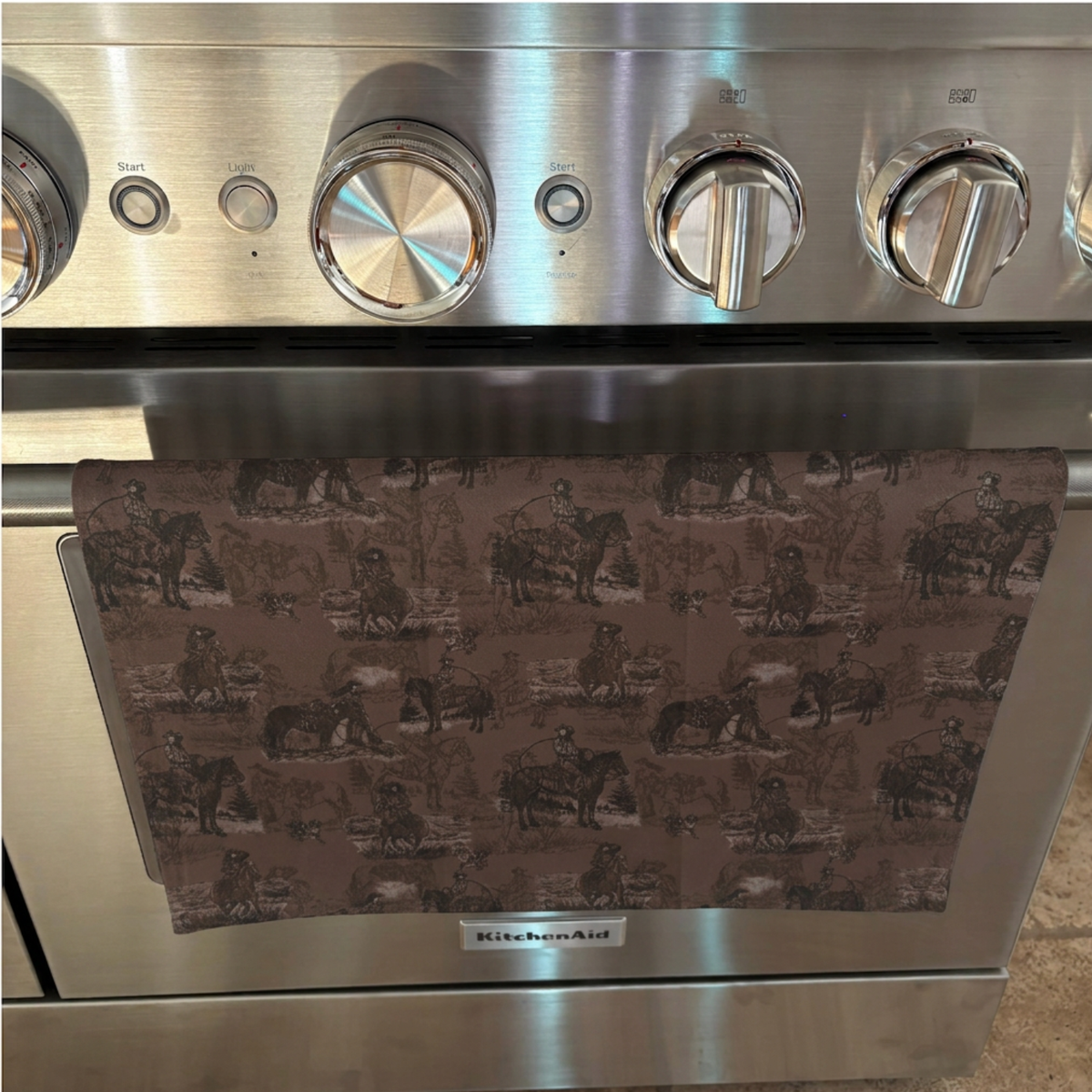 Tea towel cotton crepe - Sage and Saddle - Sepia