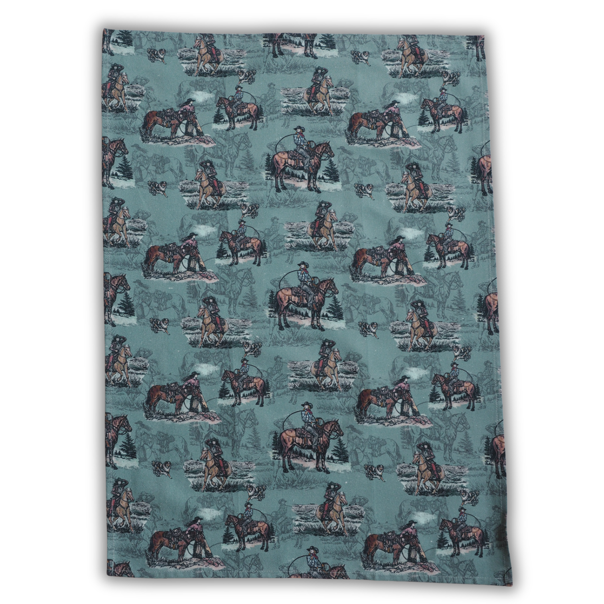 Tea towel cotton crepe - Sage and Saddle - Turquoise