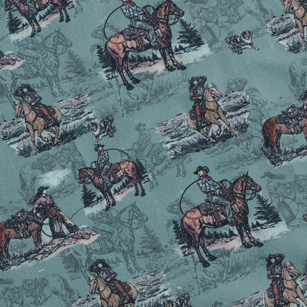 Tea towel cotton crepe - Sage and Saddle - Turquoise