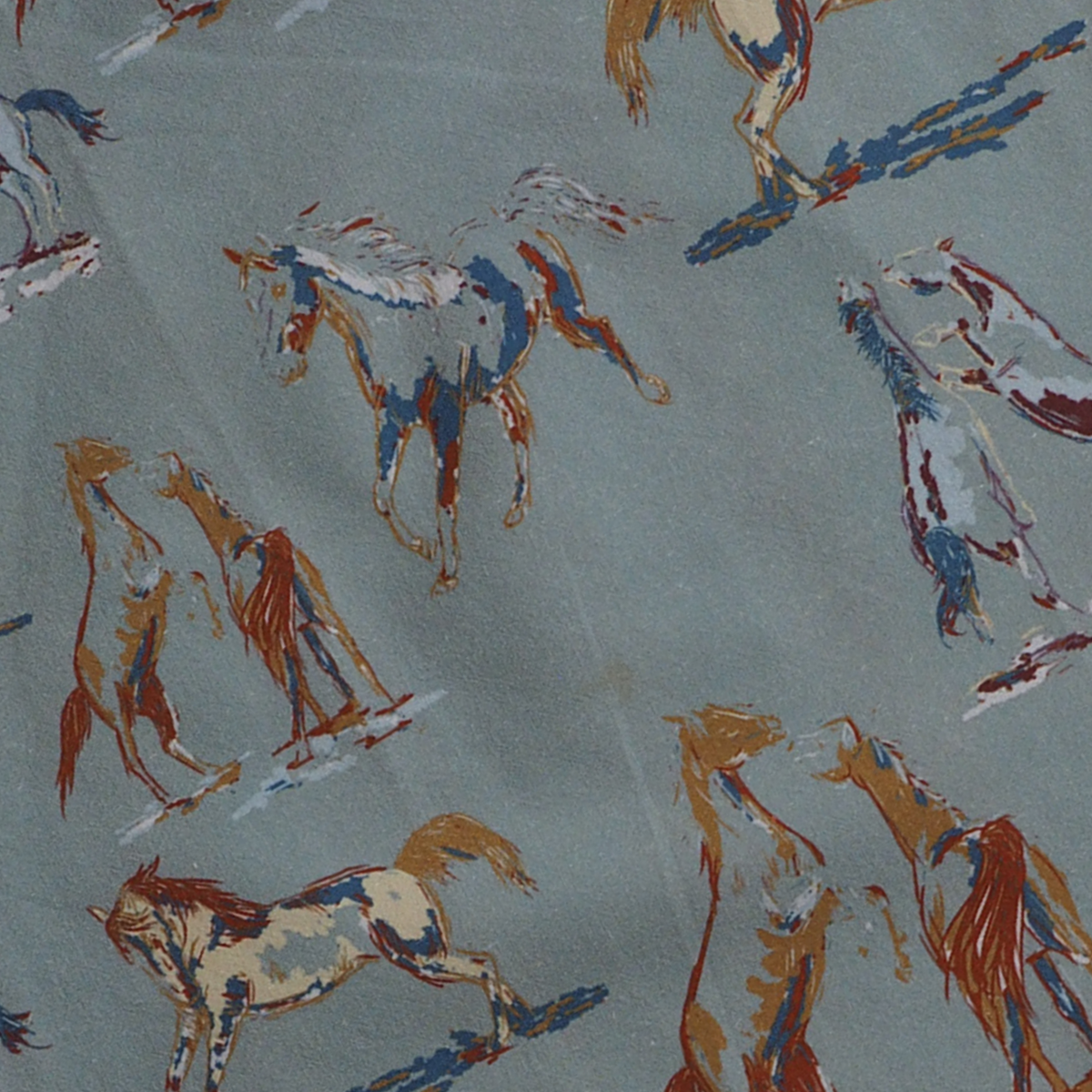Tea towel cotton crepe - Spirit of the Horse - Blue