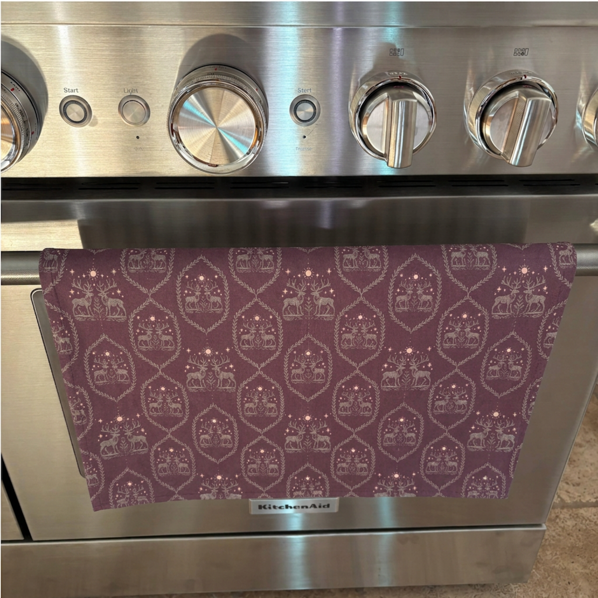 Tea towel cotton crepe - Winterfell - Plum