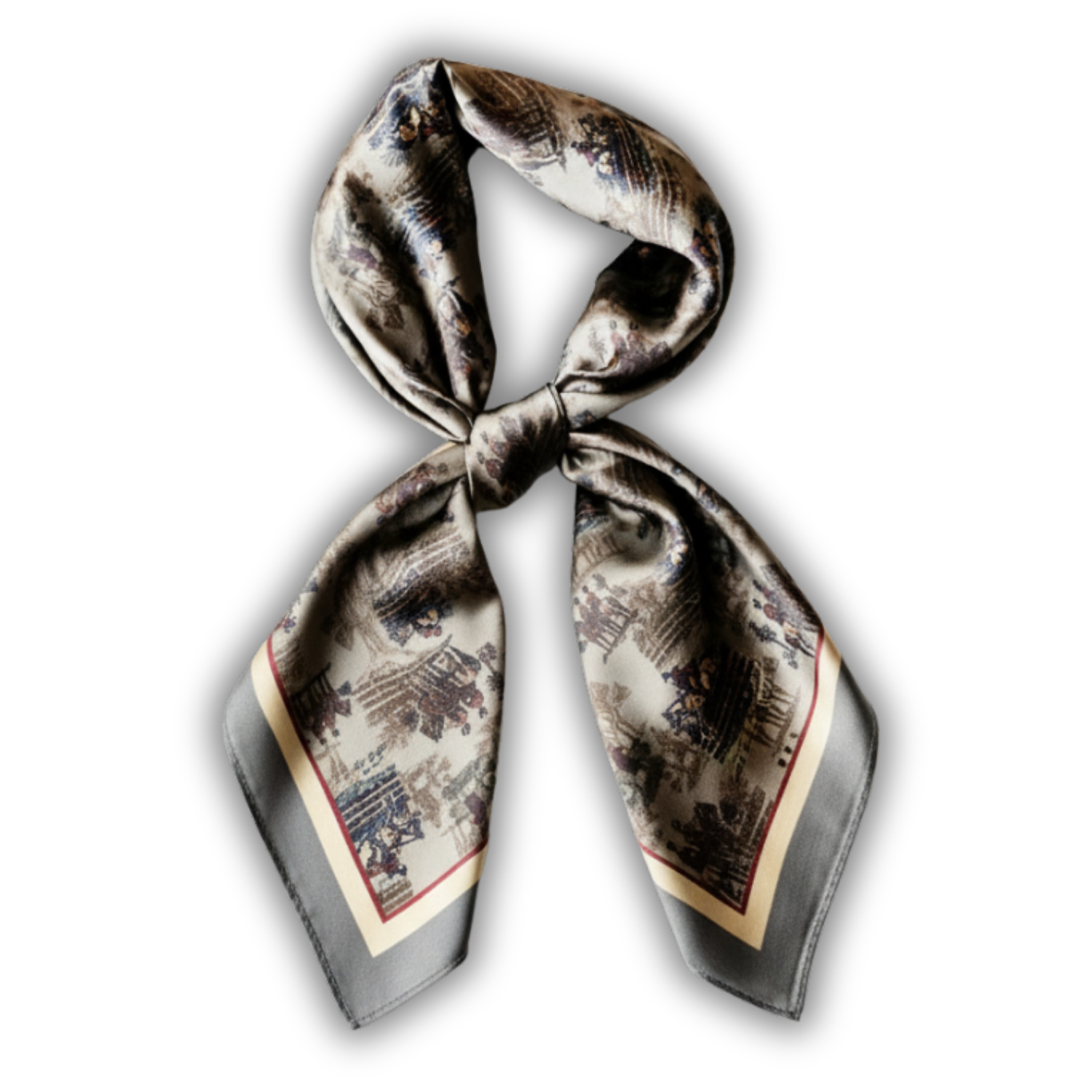Silk Scarf 35x35" - Astride at Dawn - Brown