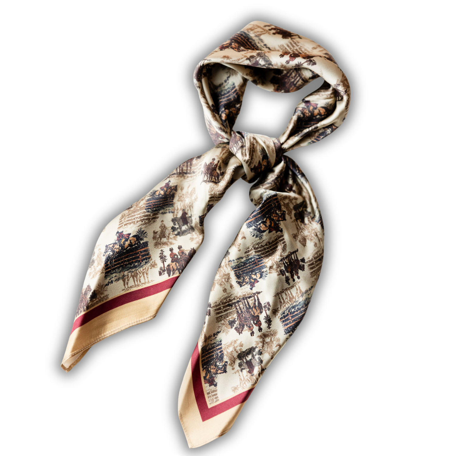 Silk Scarf 35x35" - Astride at Dawn - Linen
