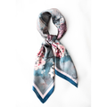 Silk Scarf 35x35" - Cottage Garden - Deep Blue