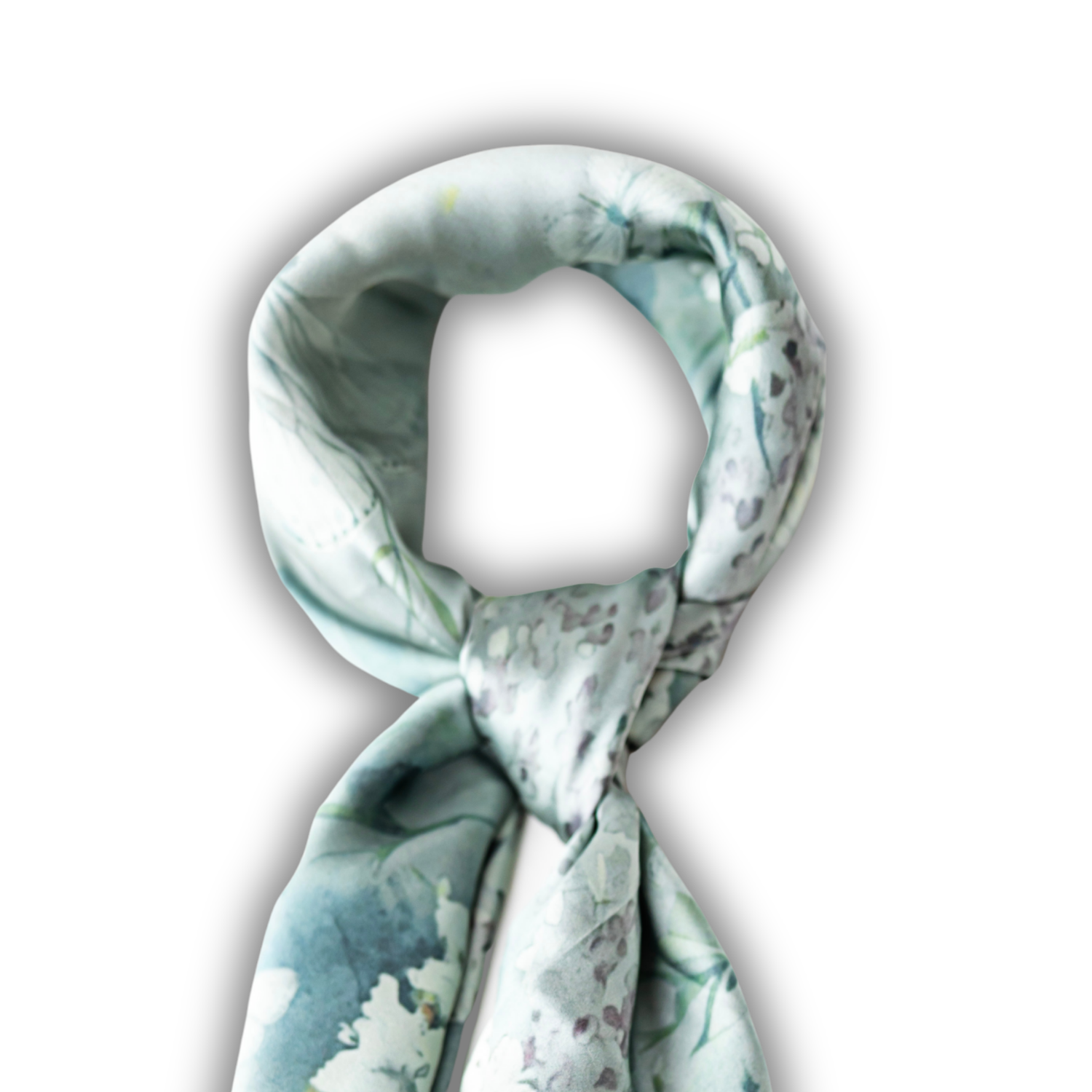 Silk Scarf 35x35" - Cottage Garden - Soft Green