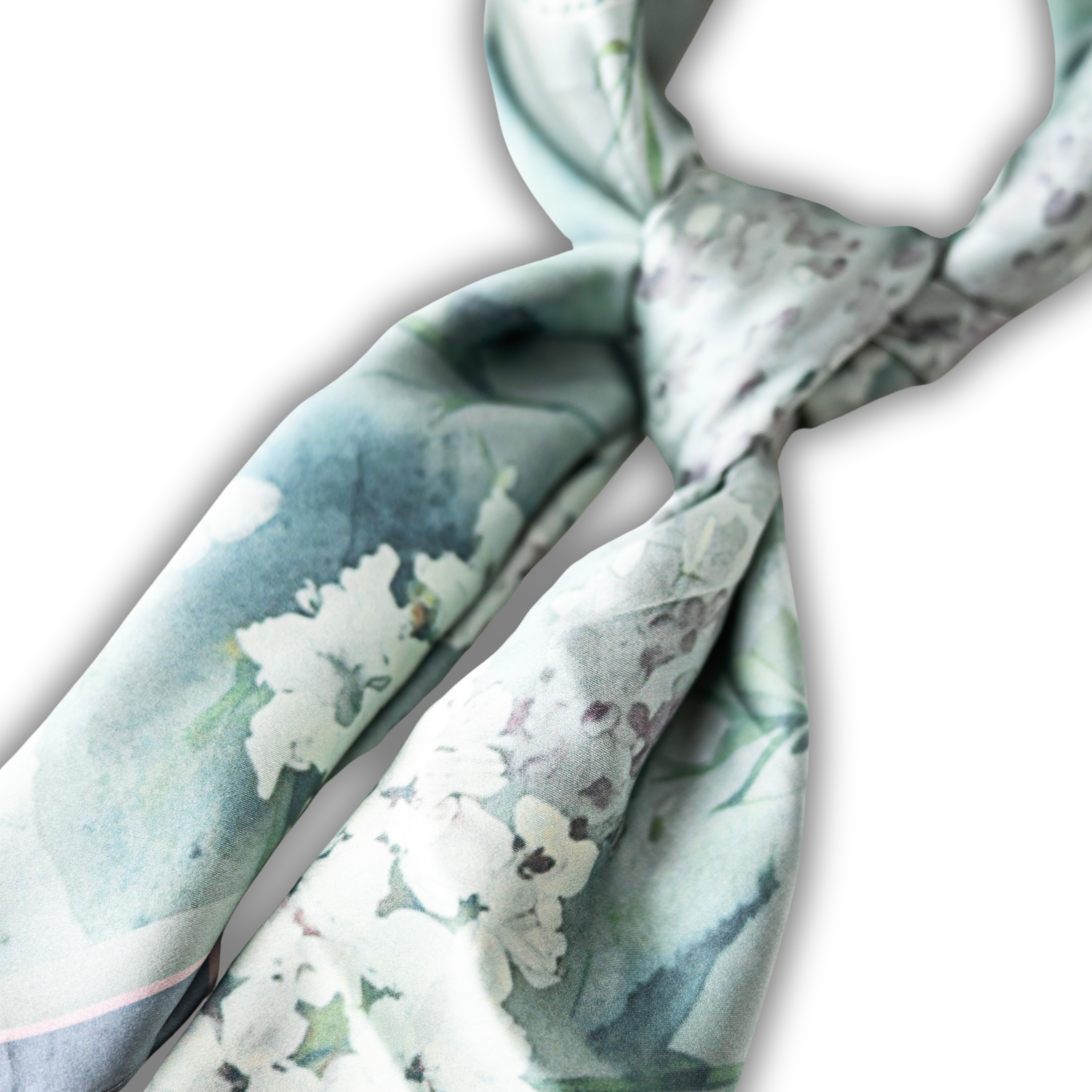 Silk Scarf 35x35" - Cottage Garden - Soft Green