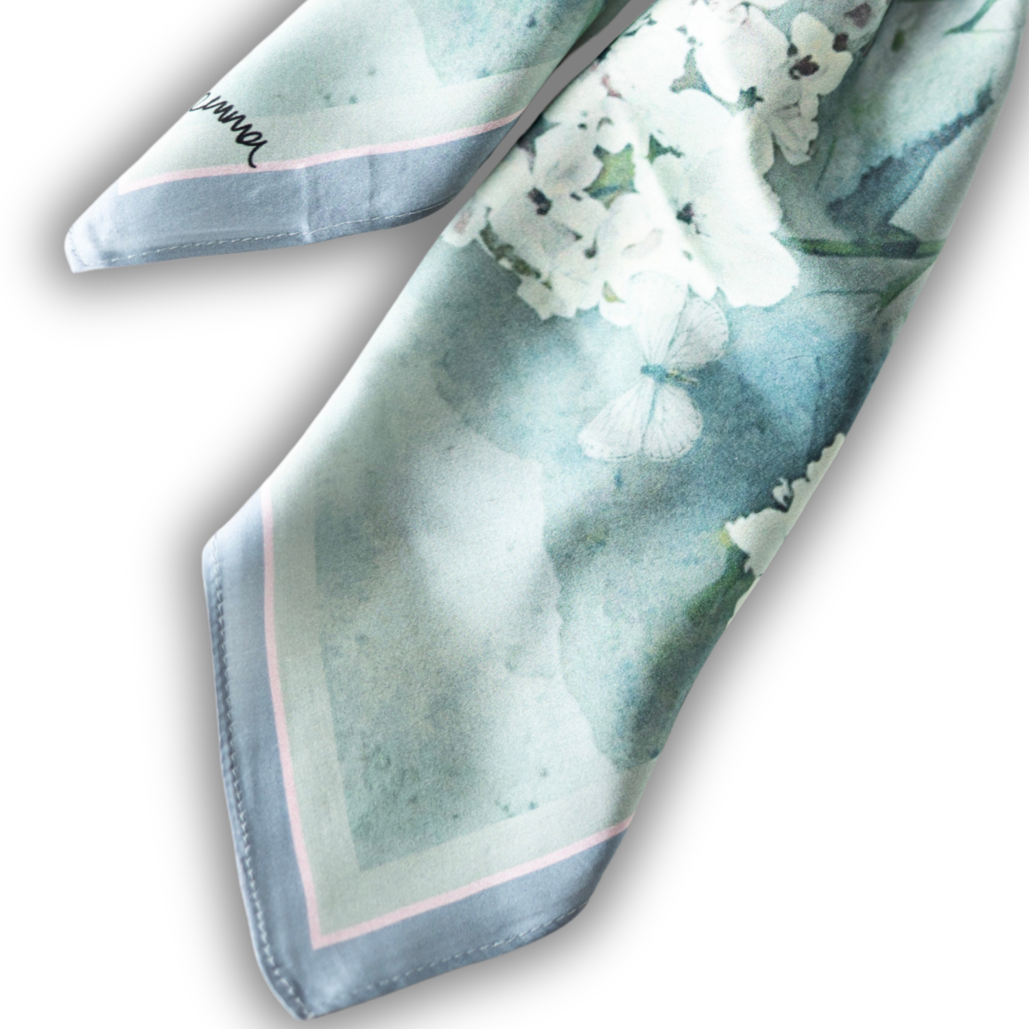 Silk Scarf 35x35" - Cottage Garden - Soft Green