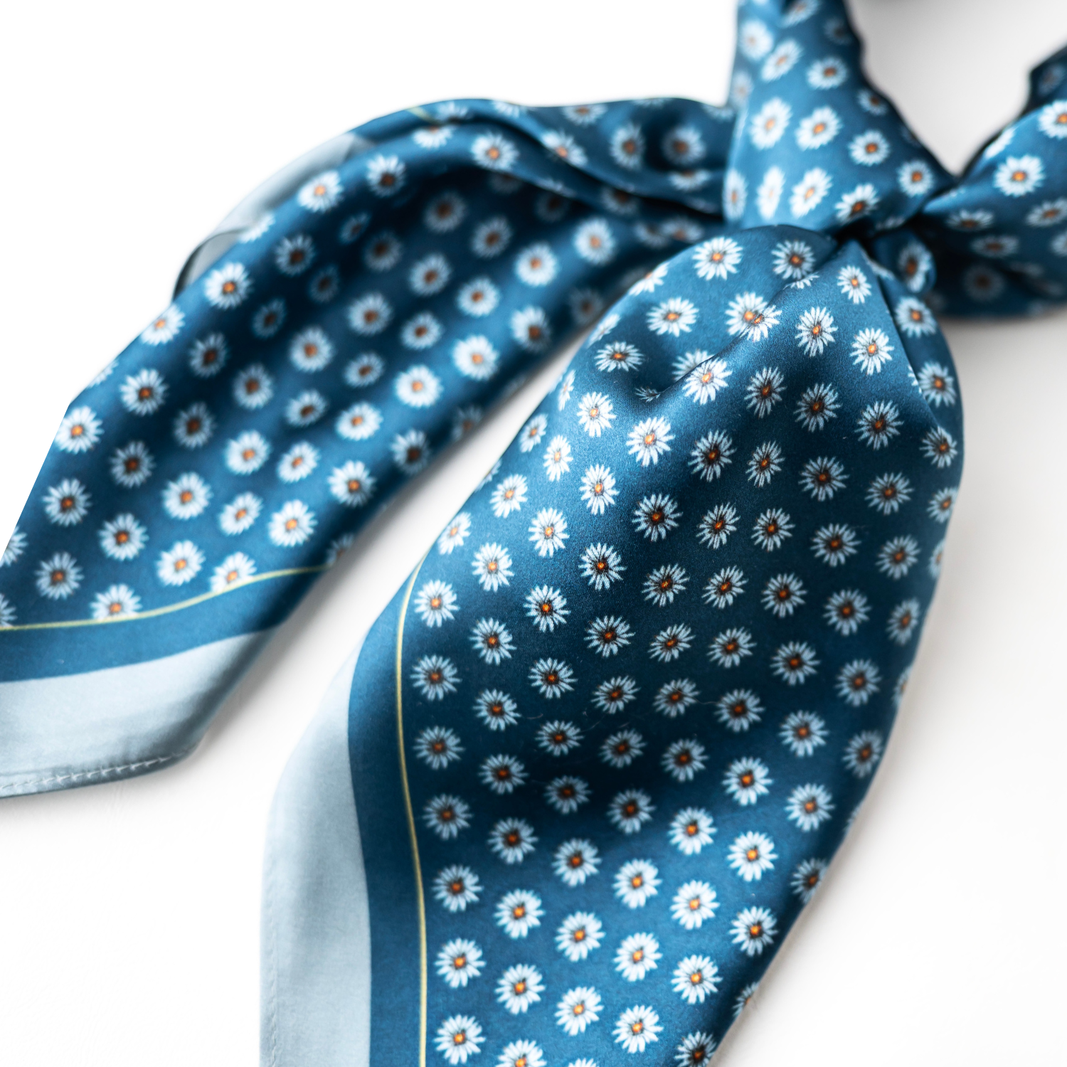Silk Scarf 35x35" - Ditzy Daisy - Navy