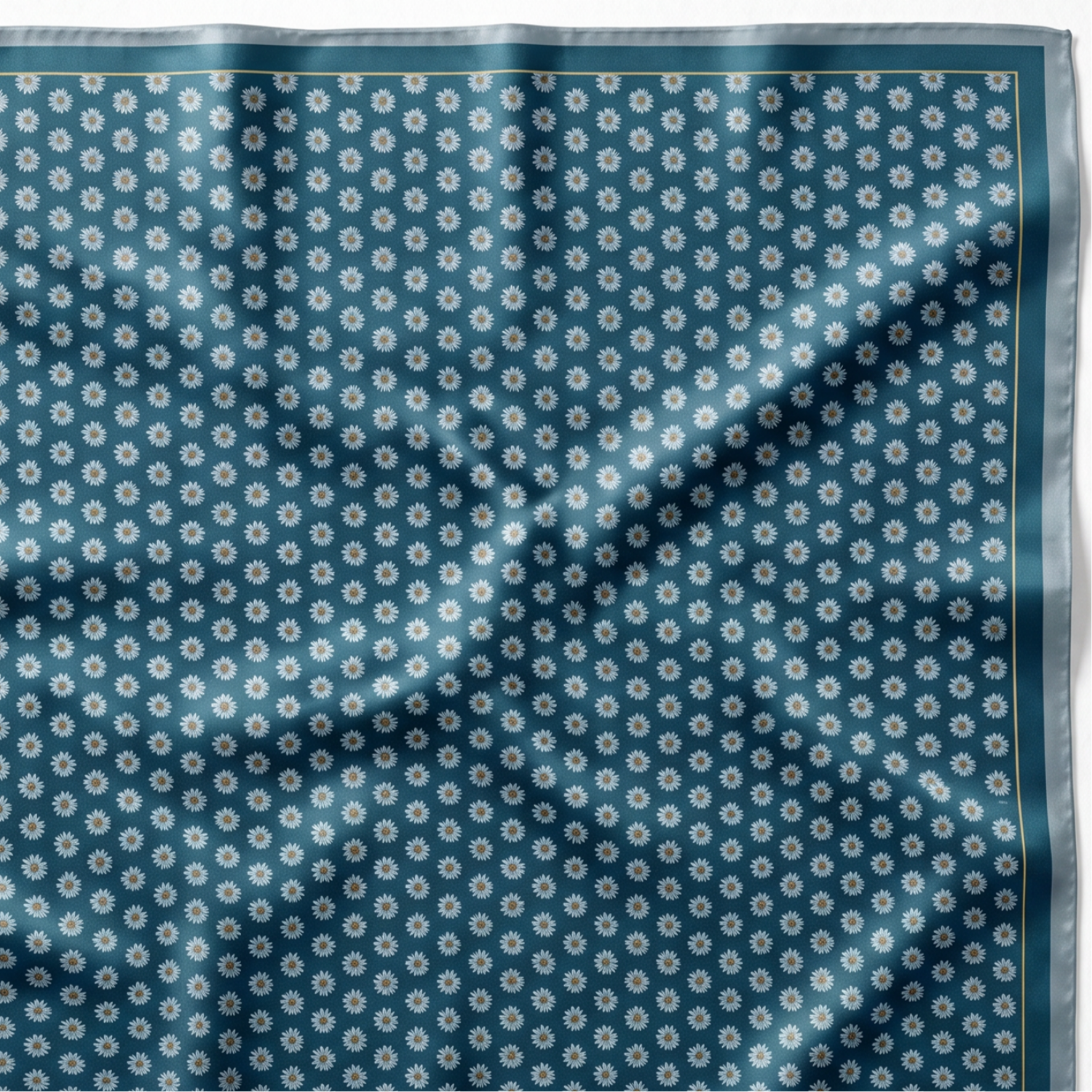 Silk Scarf 35x35" - Ditzy Daisy - Navy