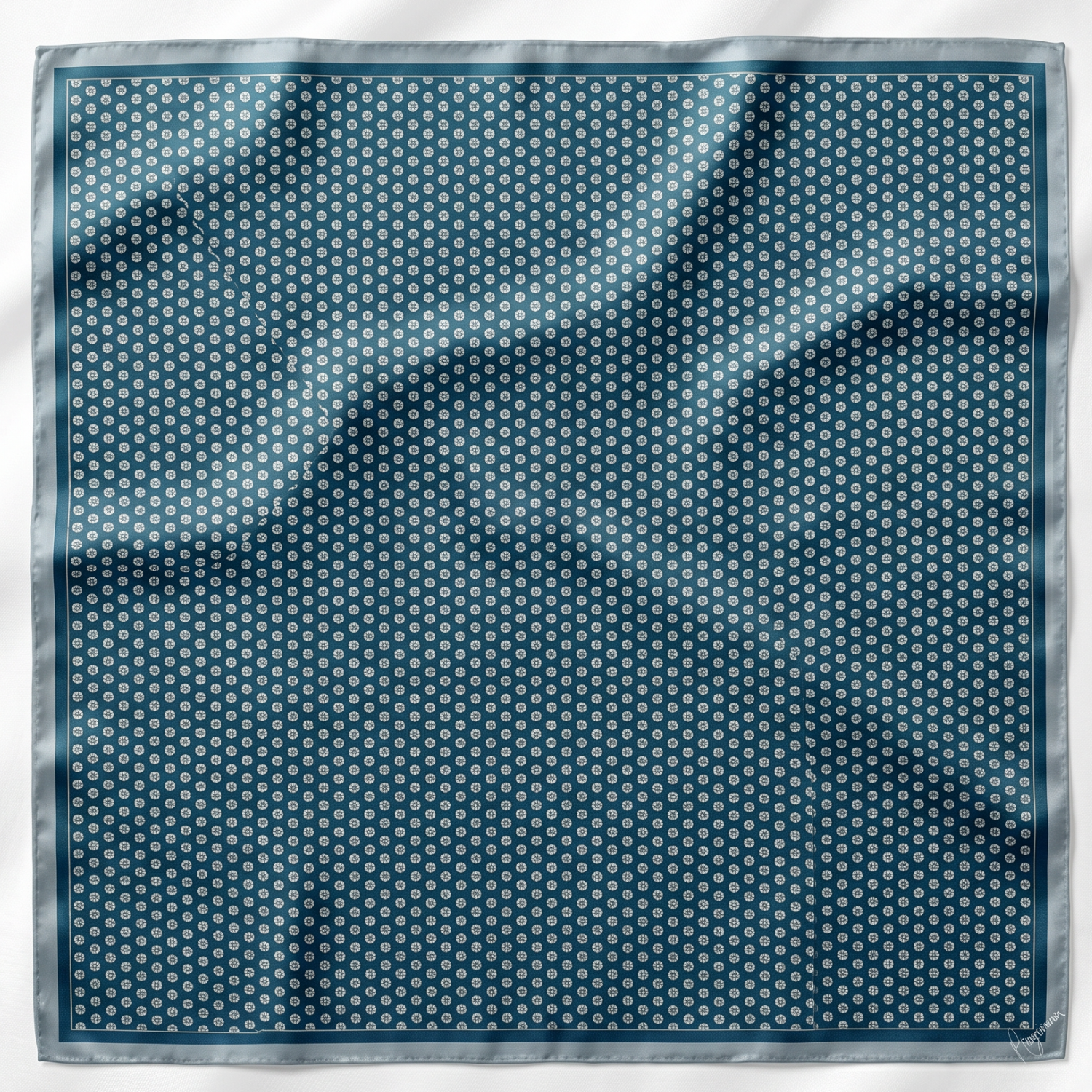 Silk Scarf 35x35" - Ditzy Daisy - Navy