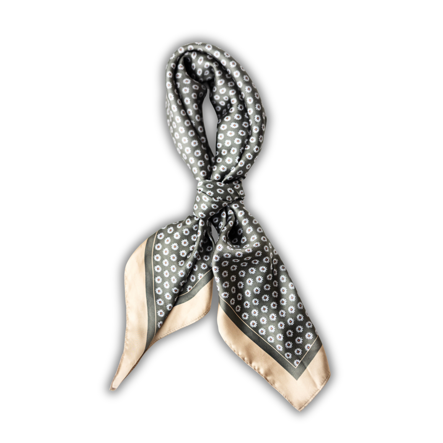 Silk Scarf 35 x 35 - Ditzy Daisy - Green