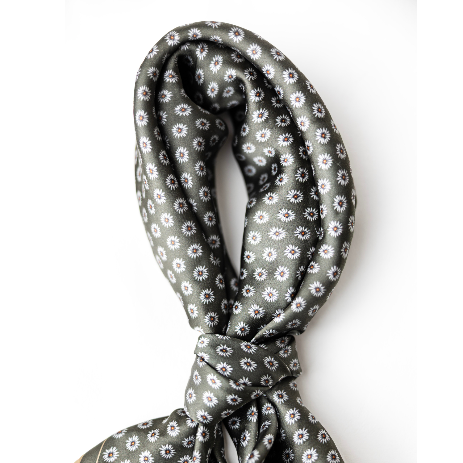 Silk Scarf 35 x 35 - Ditzy Daisy - Green