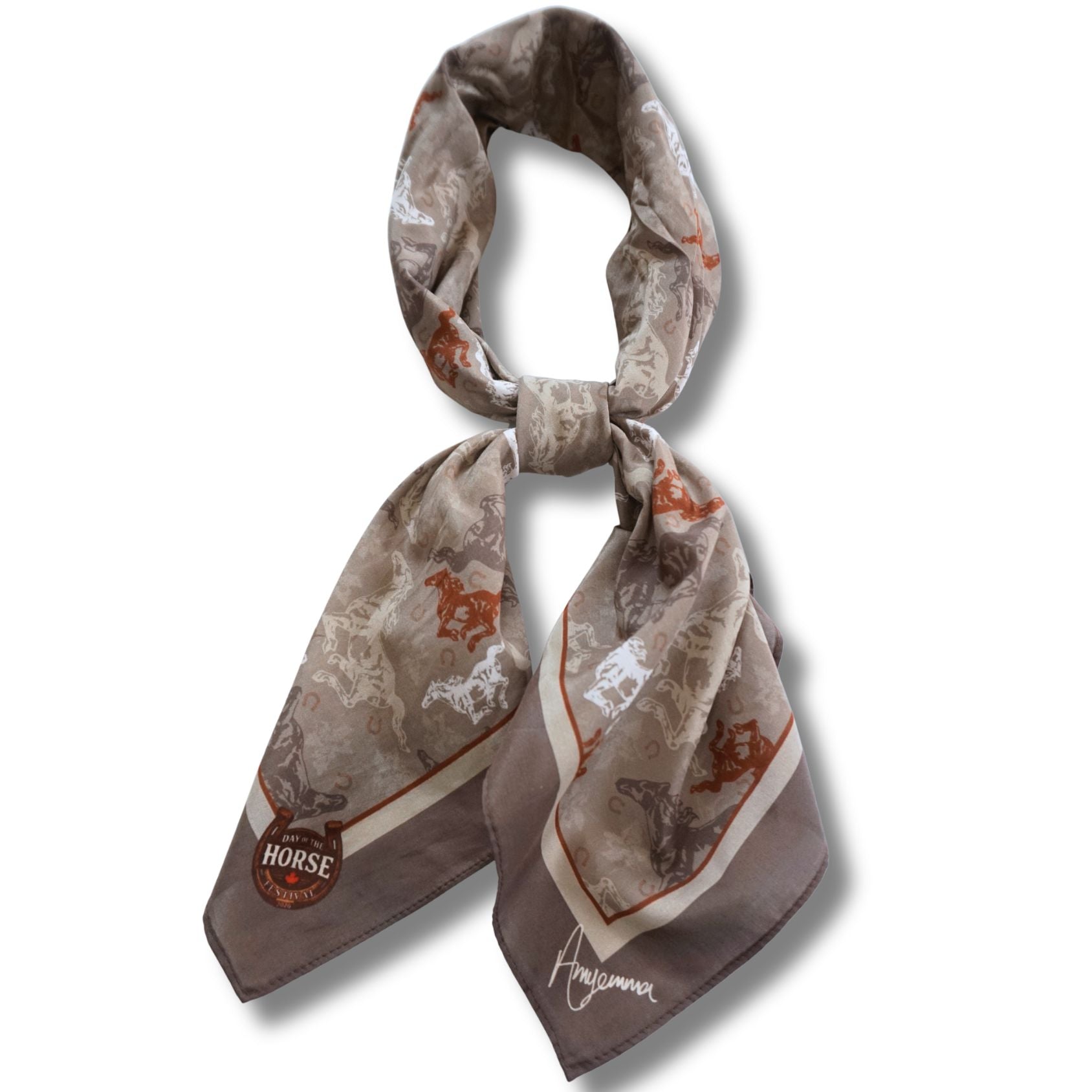 Silk-Cotton Scarf 35x35- Day of the Horse