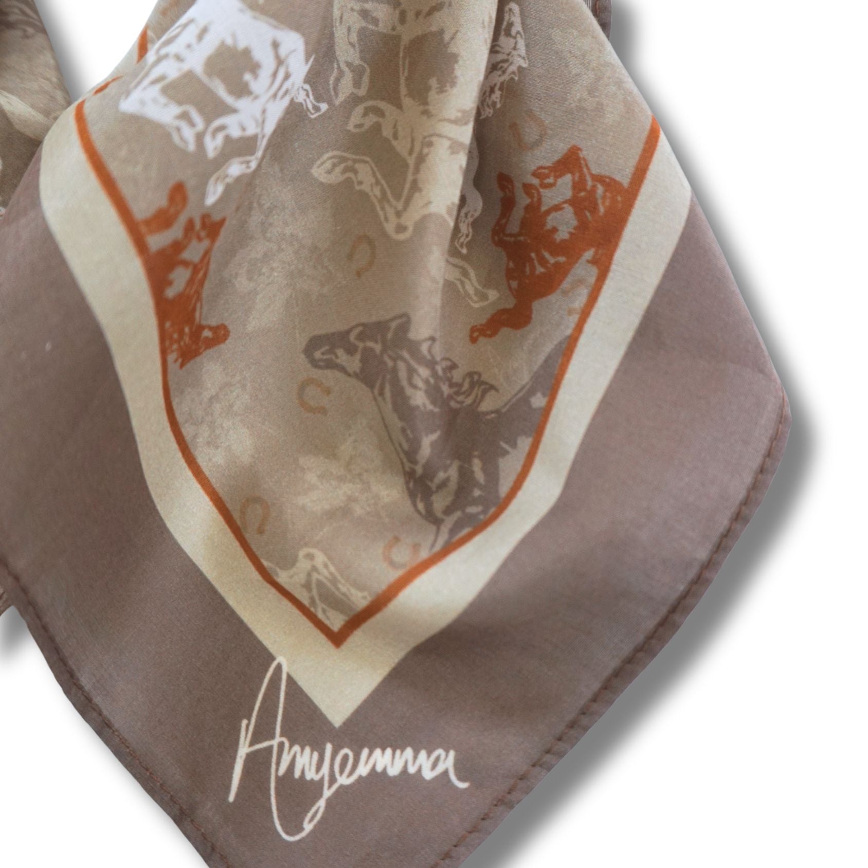 Silk-Cotton Scarf 35x35- Day of the Horse