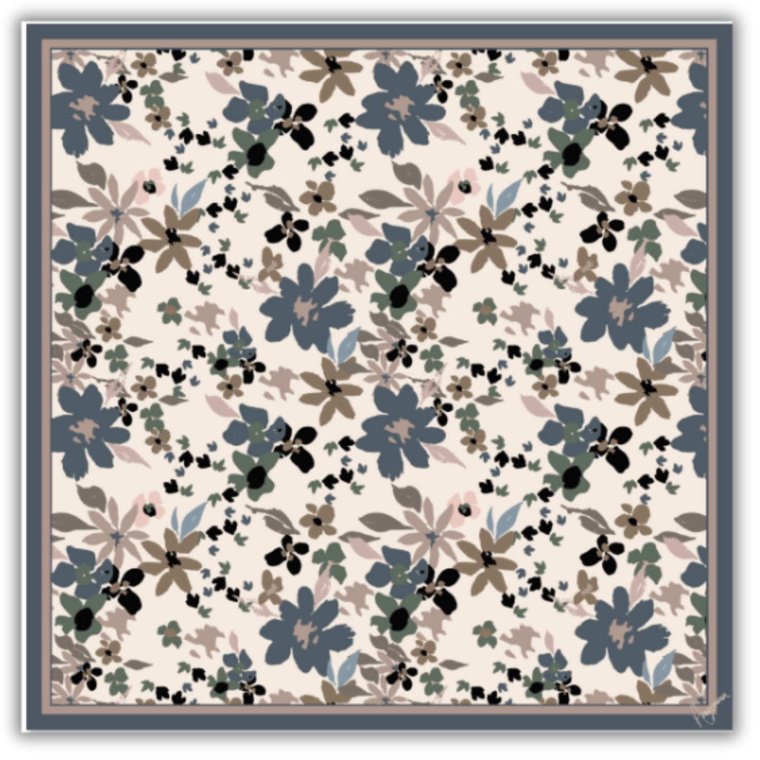 Silk Scarf 35 x 35 - Garden Bloom - Cream