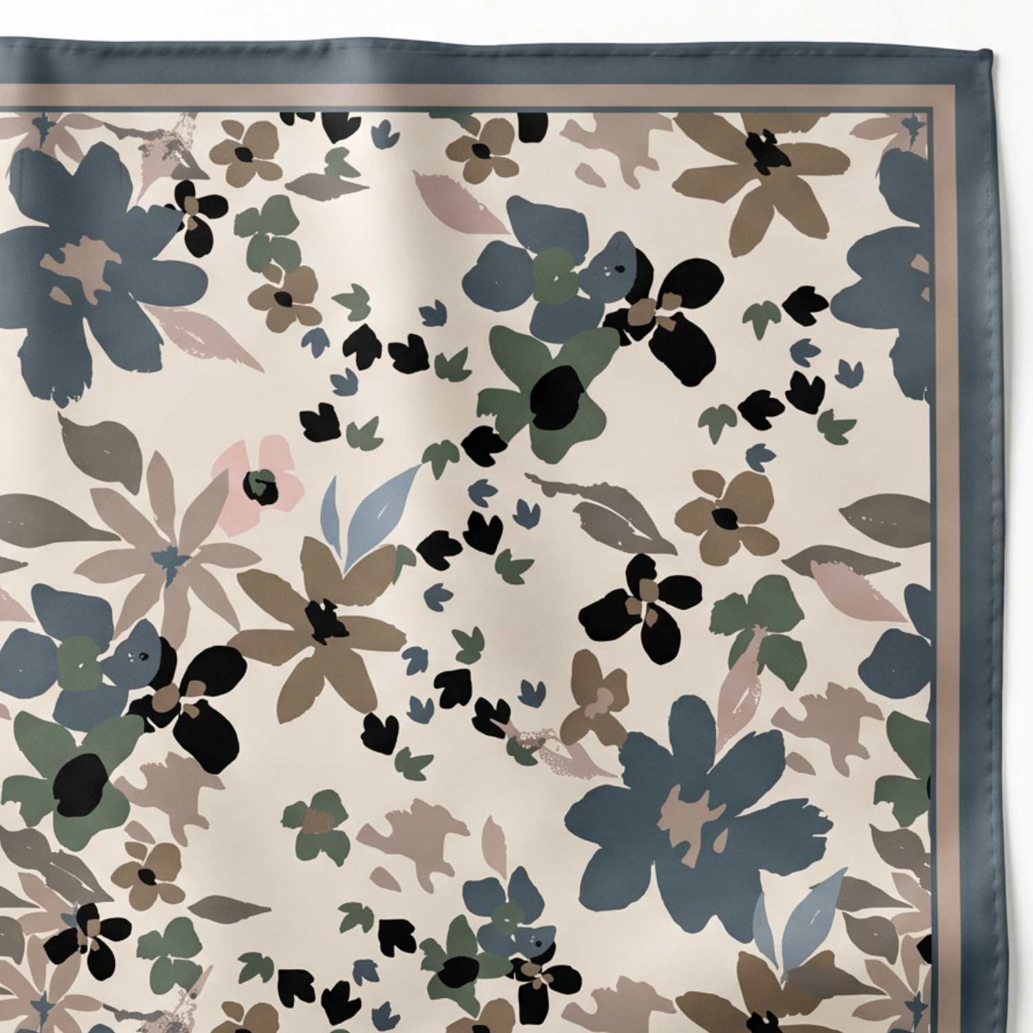 Silk Scarf 35x35" - Garden Bloom - Cream
