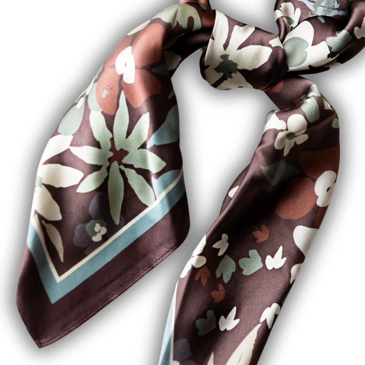 Silk Scarf 35x35" - Garden Bloom - Brown