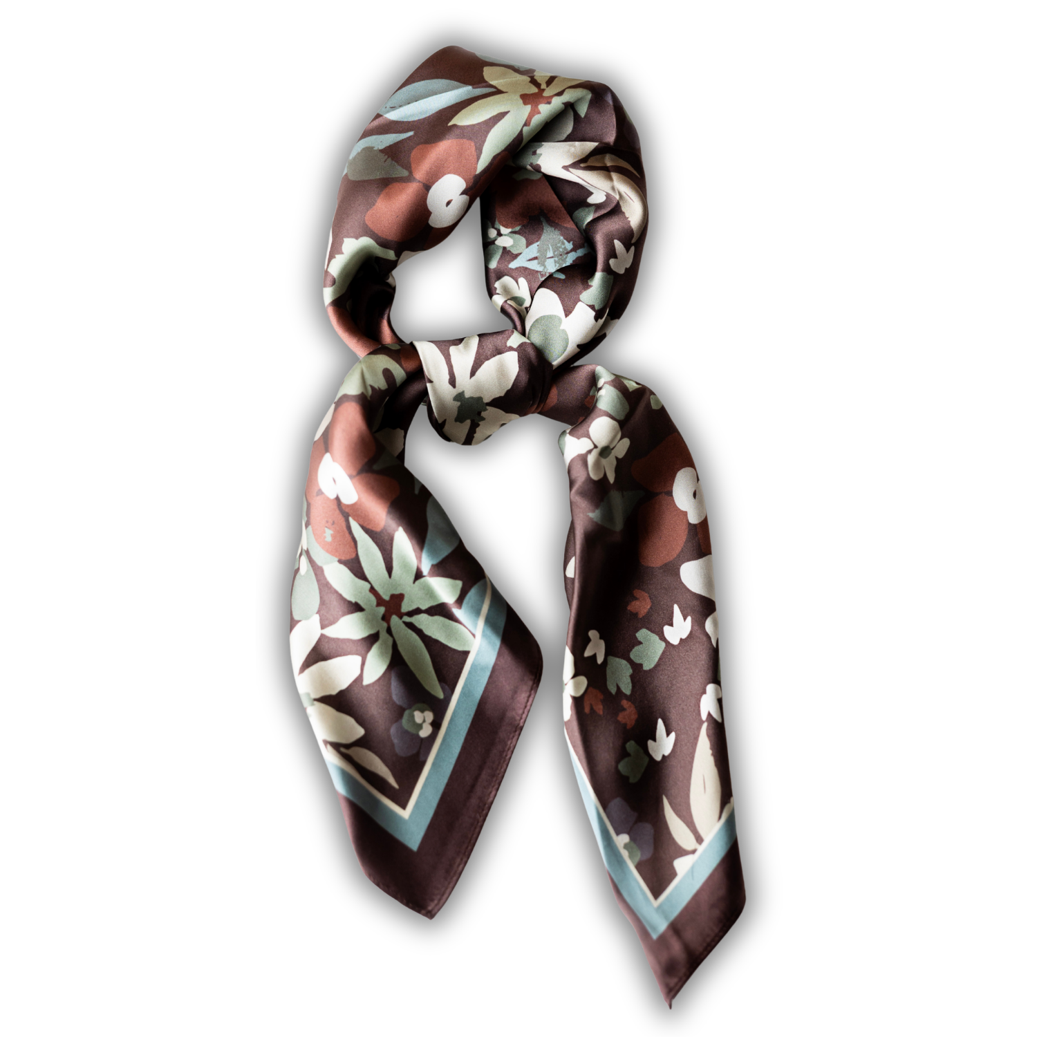 Silk Scarf 35x35" - Garden Bloom - Brown