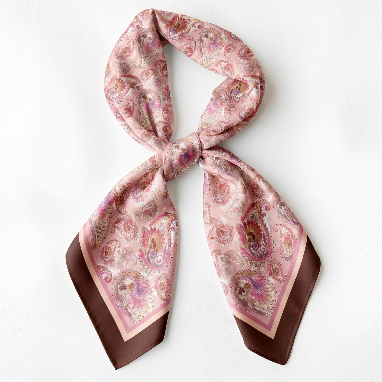 Cotton-Silk blend Scarf - 38in - Painted Paisley - Pink