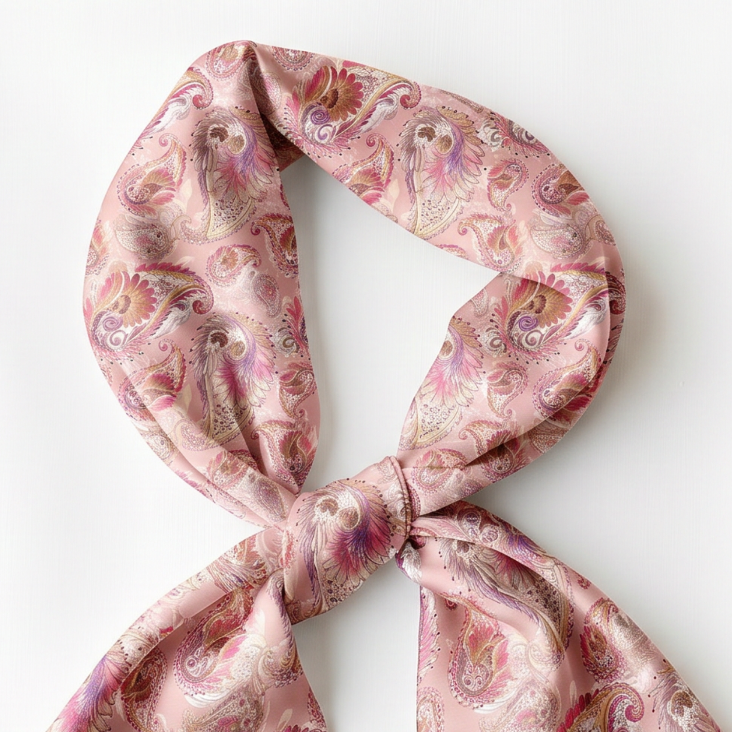 Cotton-Silk blend Scarf - 38in - Painted Paisley - Pink