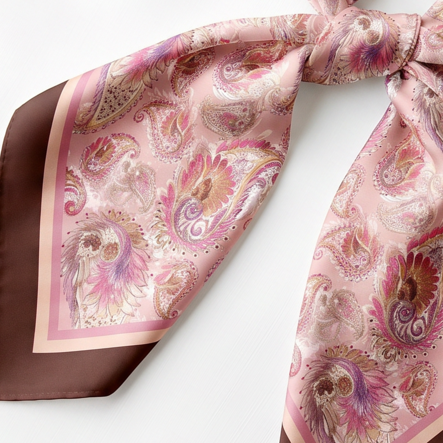 Cotton-Silk blend Scarf - 38in - Painted Paisley - Pink