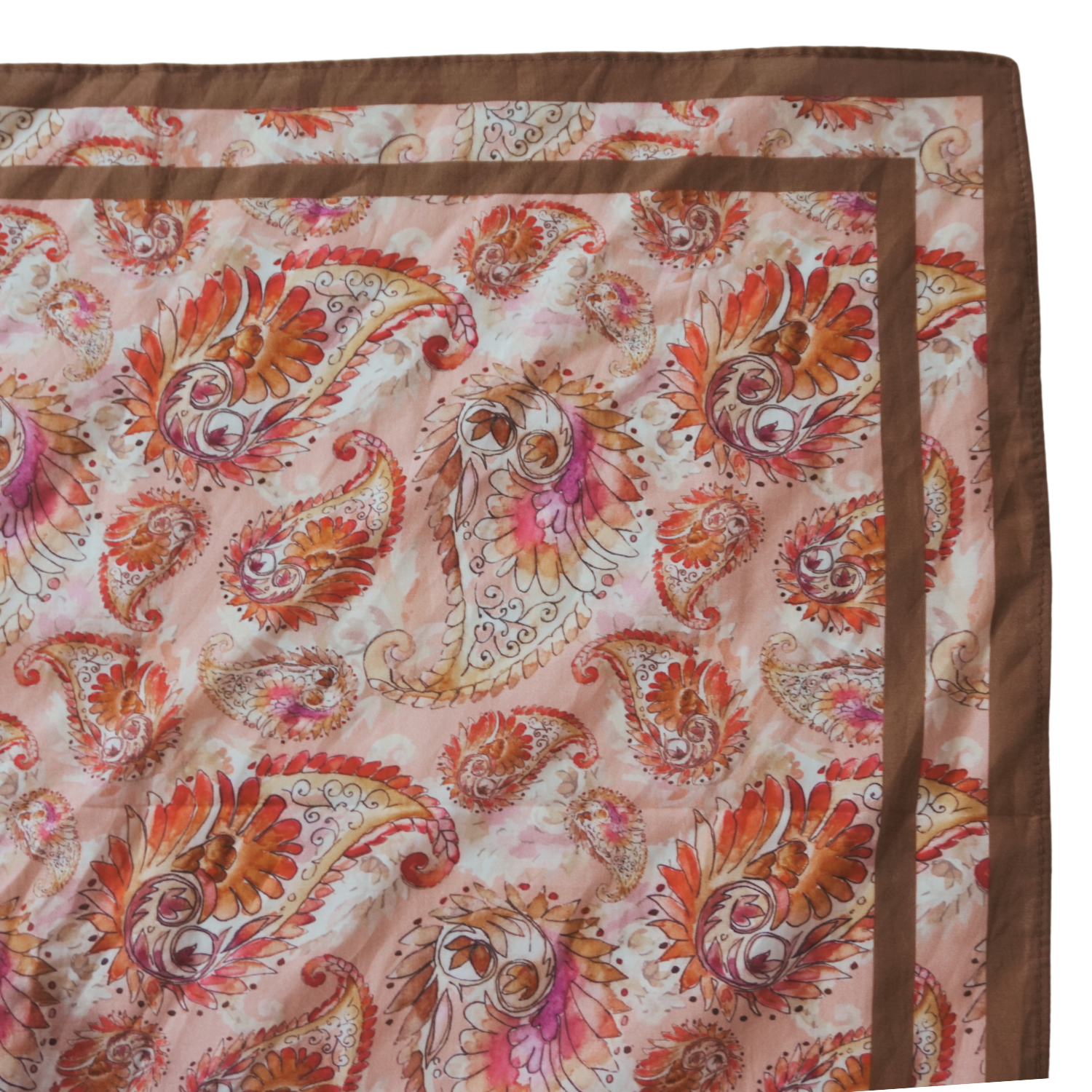 Cotton-Silk blend Scarf - 38in - Painted Paisley - Pink