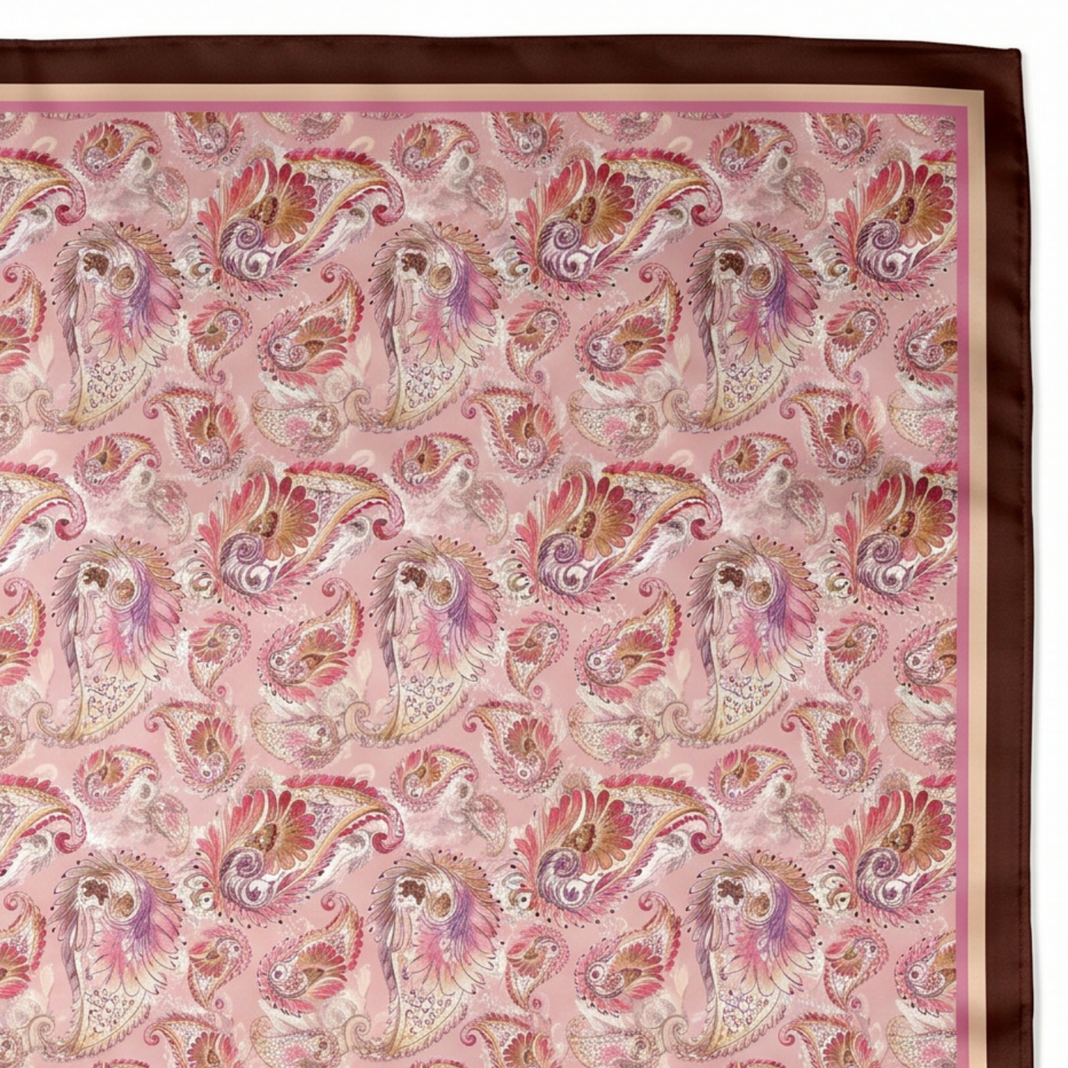 Cotton-Silk blend Scarf - 38in - Painted Paisley - Pink