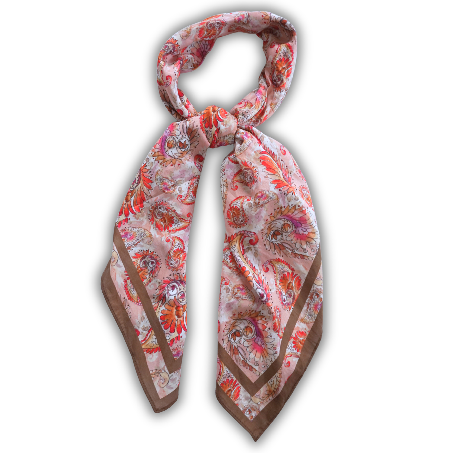 Cotton-Silk blend Scarf - 38in - Painted Paisley - Pink