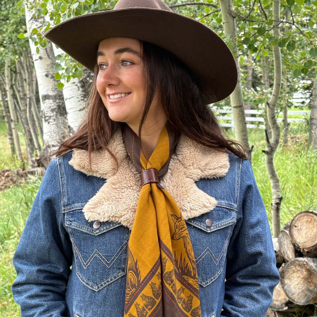 Wool-Silk Scarf 38" Russet Fox - Camel