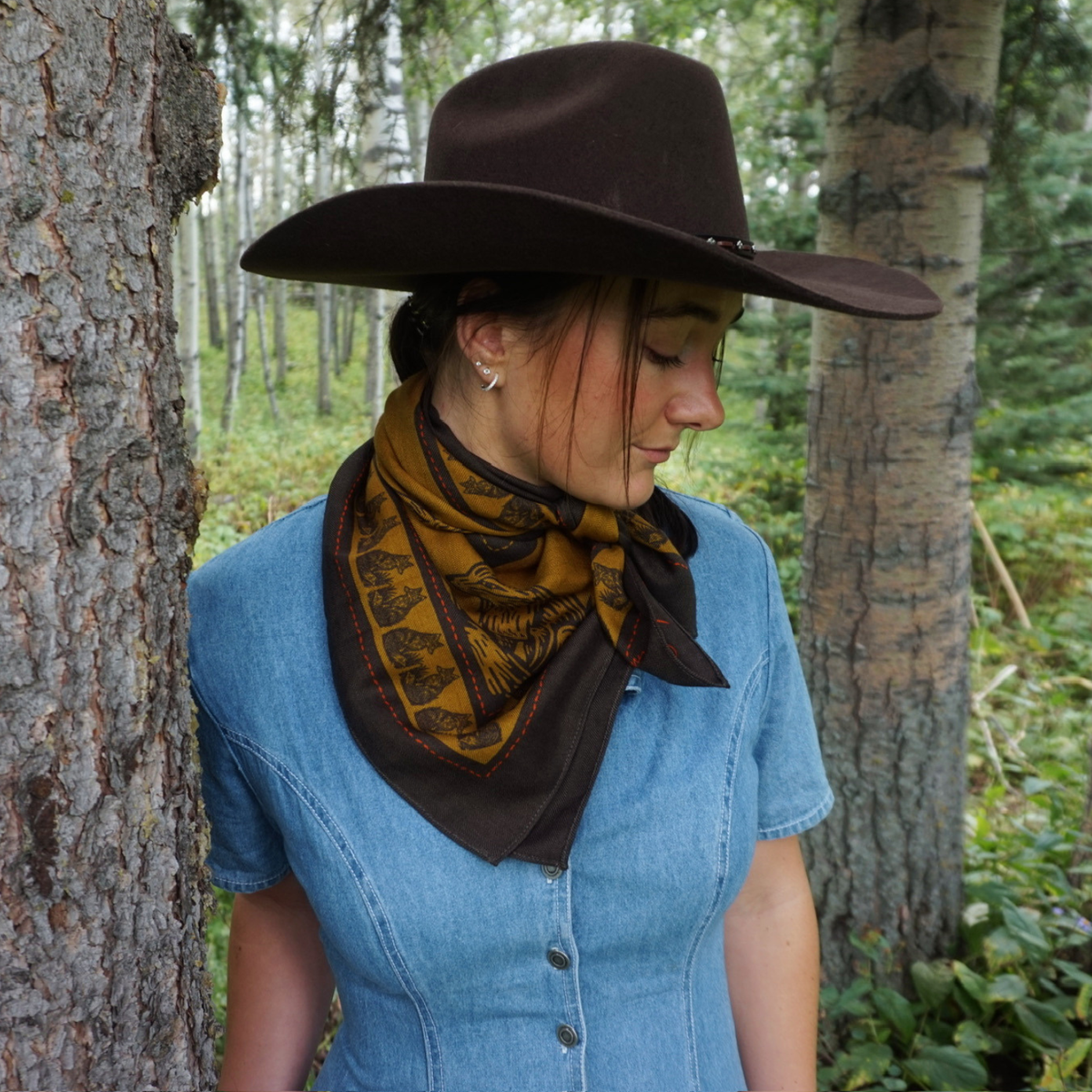 Wool-Silk Scarf 38" Russet Fox - Camel