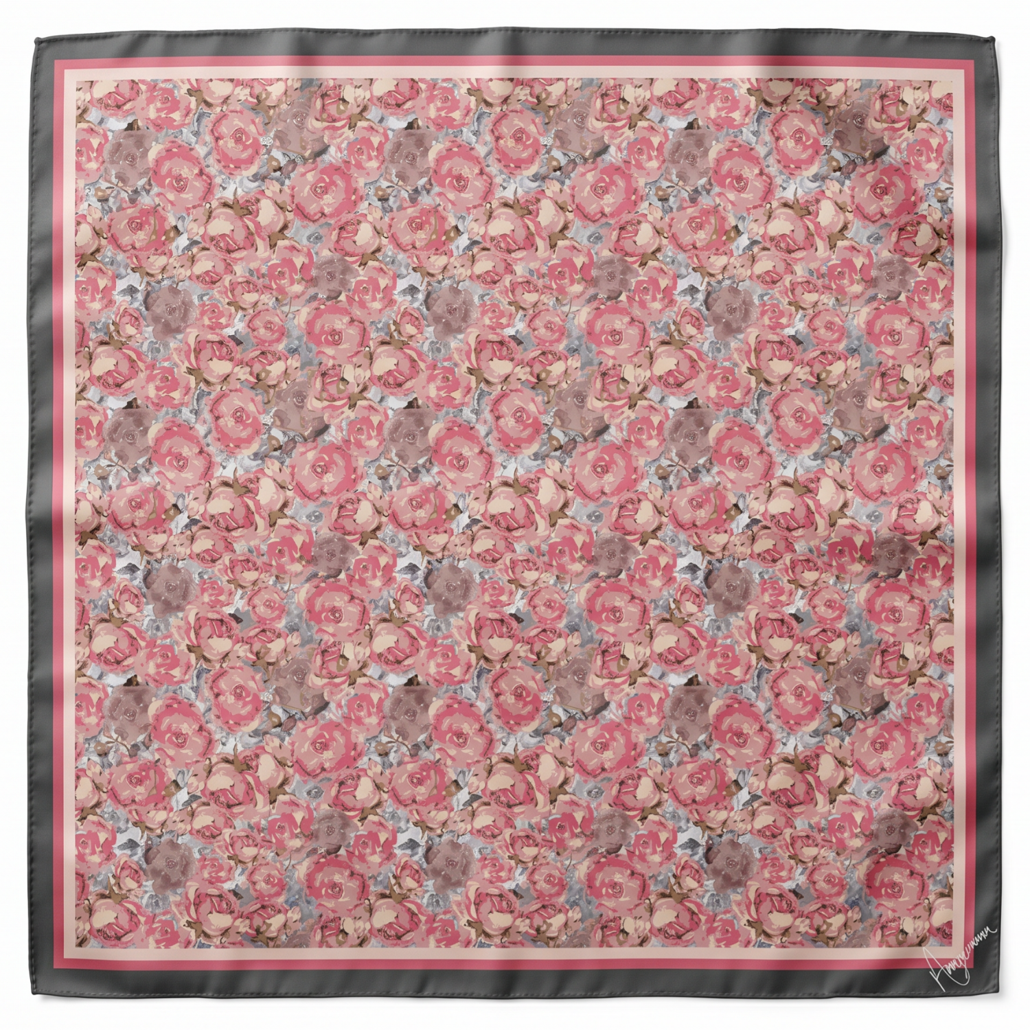 Silk Scarf 35x35" - Rose Garden