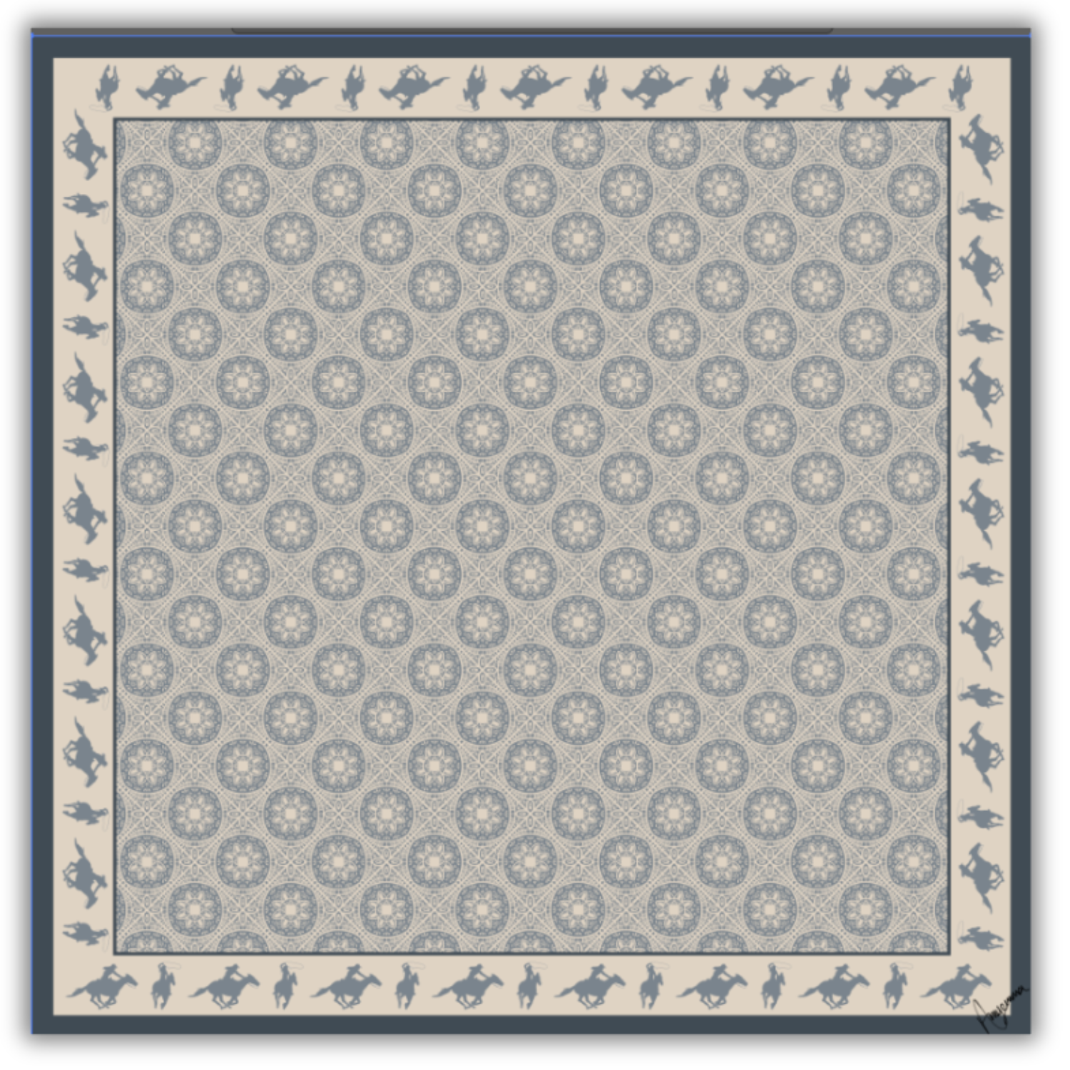 Silk Scarf 35x35" - Rodeo Queen - Blue