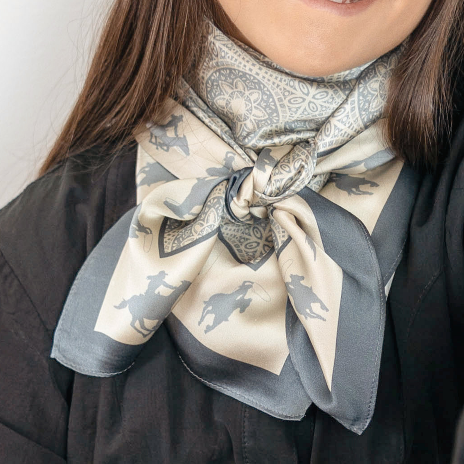 Silk Scarf 35x35" - Rodeo Queen - Blue