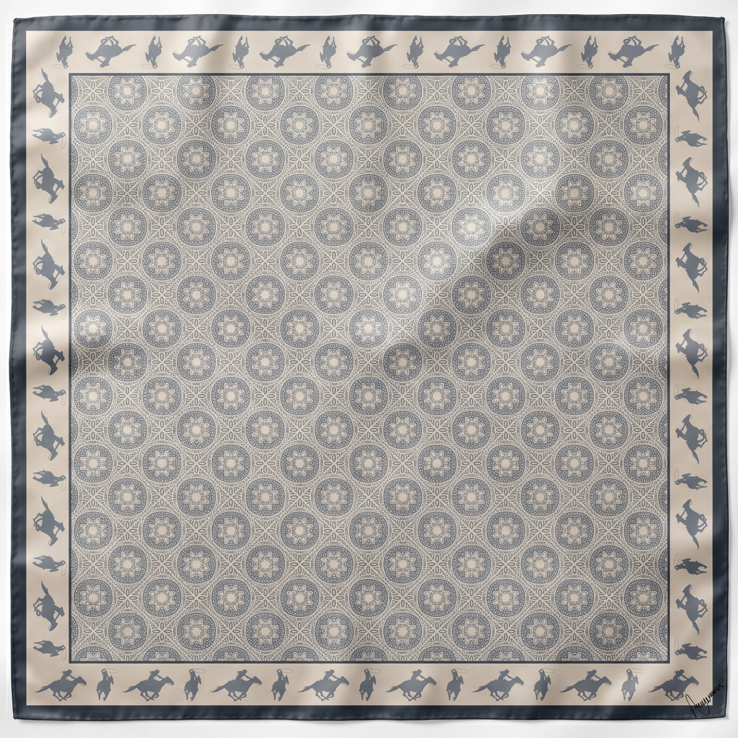 Silk Scarf 35x35" - Rodeo Queen - Blue
