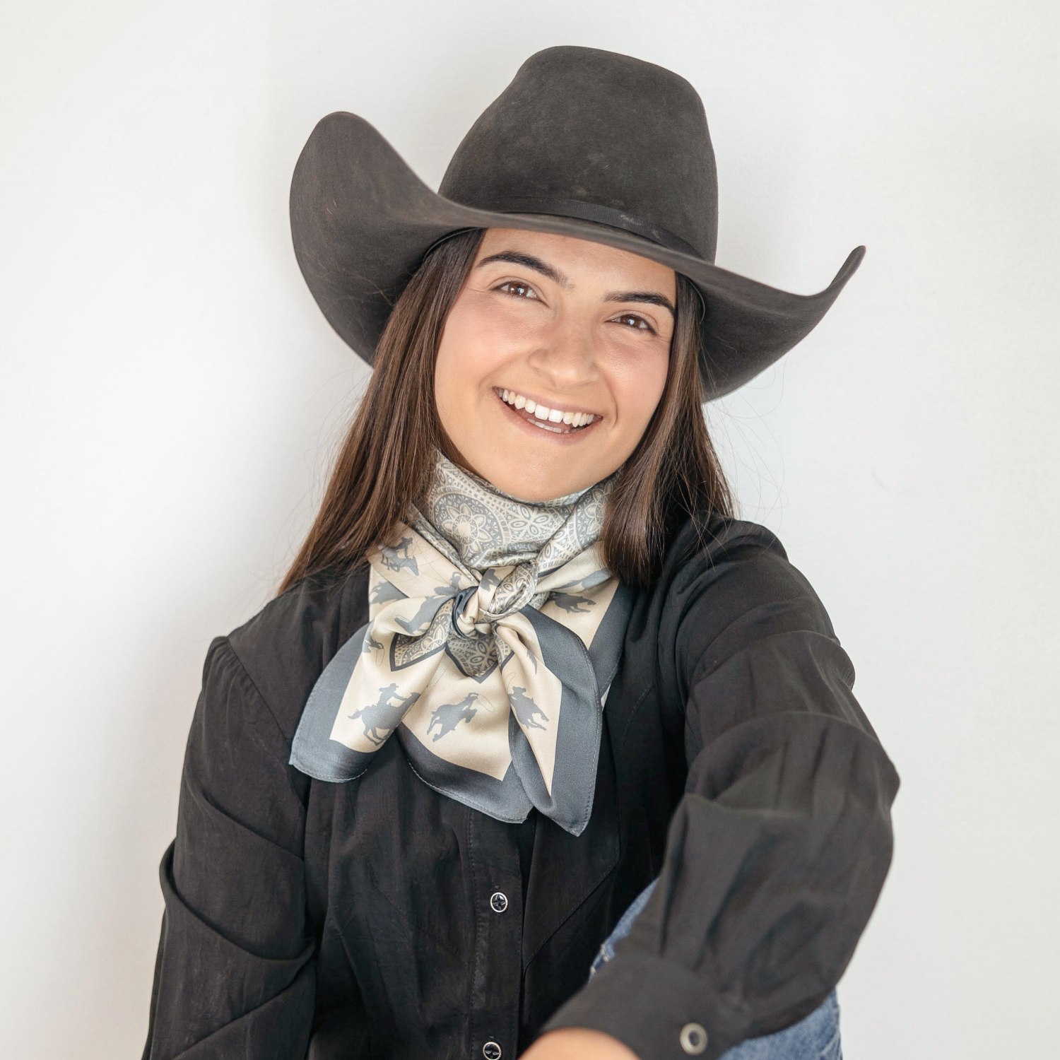 Silk Scarf 35x35" - Rodeo Queen - Blue