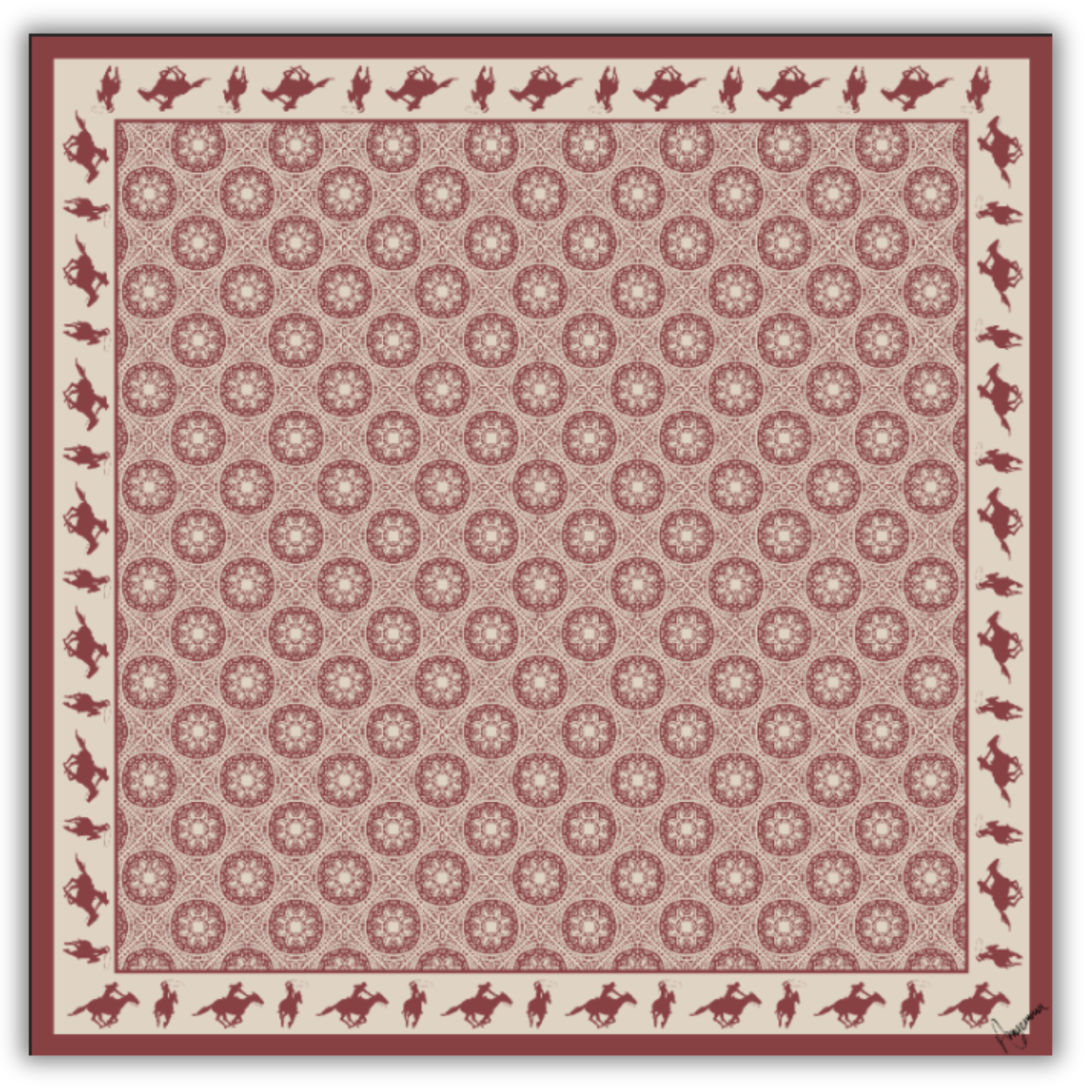 Silk Scarf 35 x 35 - Rodeo Queen - Red