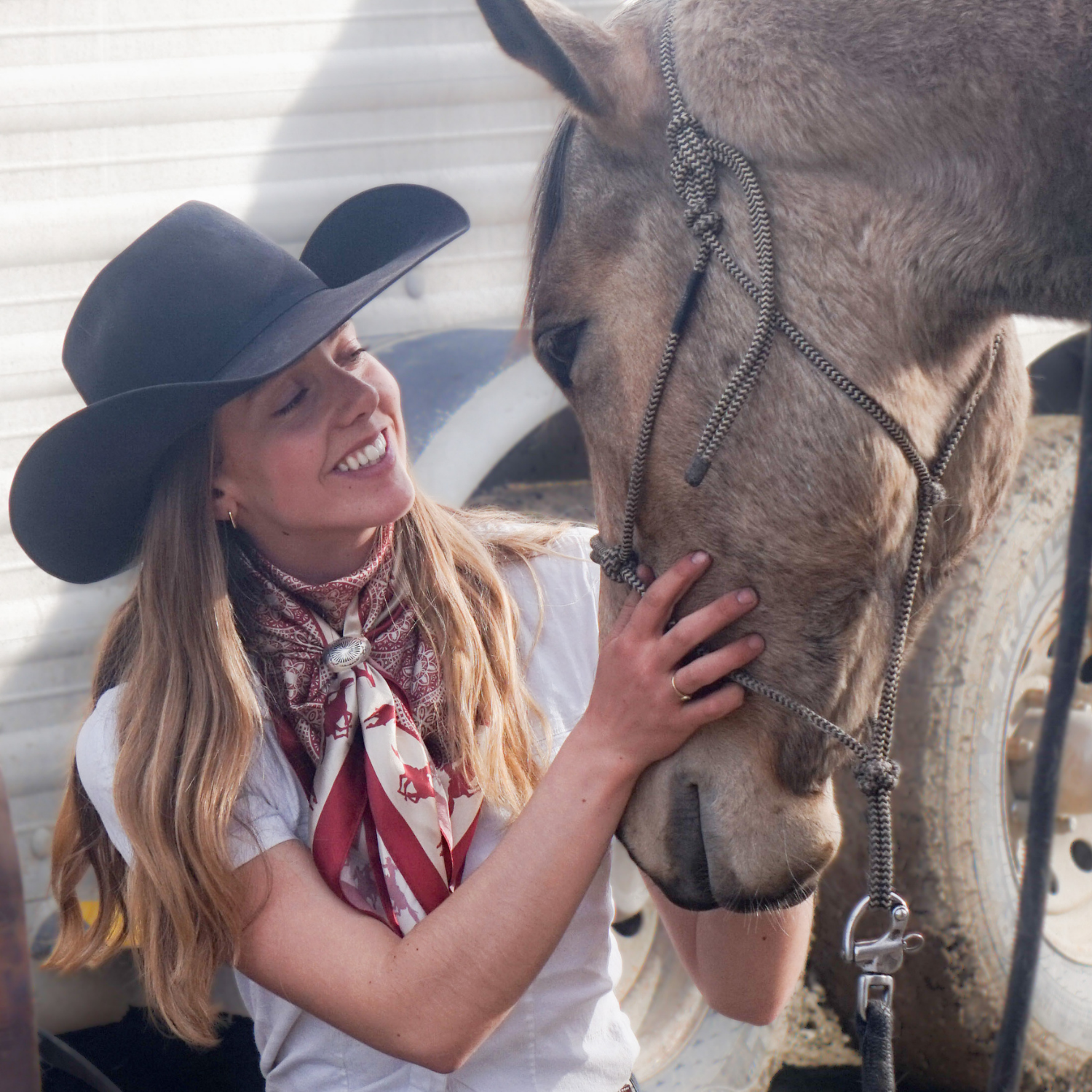 Silk Scarf 35x35" - Rodeo Queen - Red