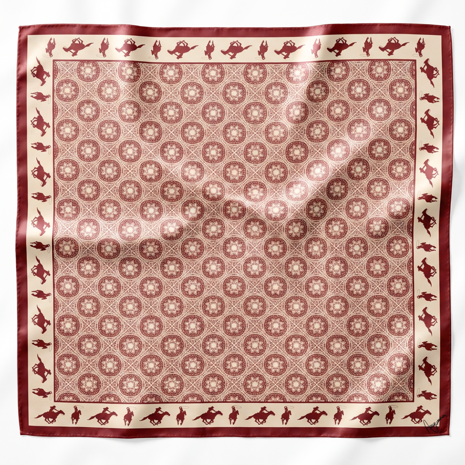 Silk Scarf 35x35" - Rodeo Queen - Red