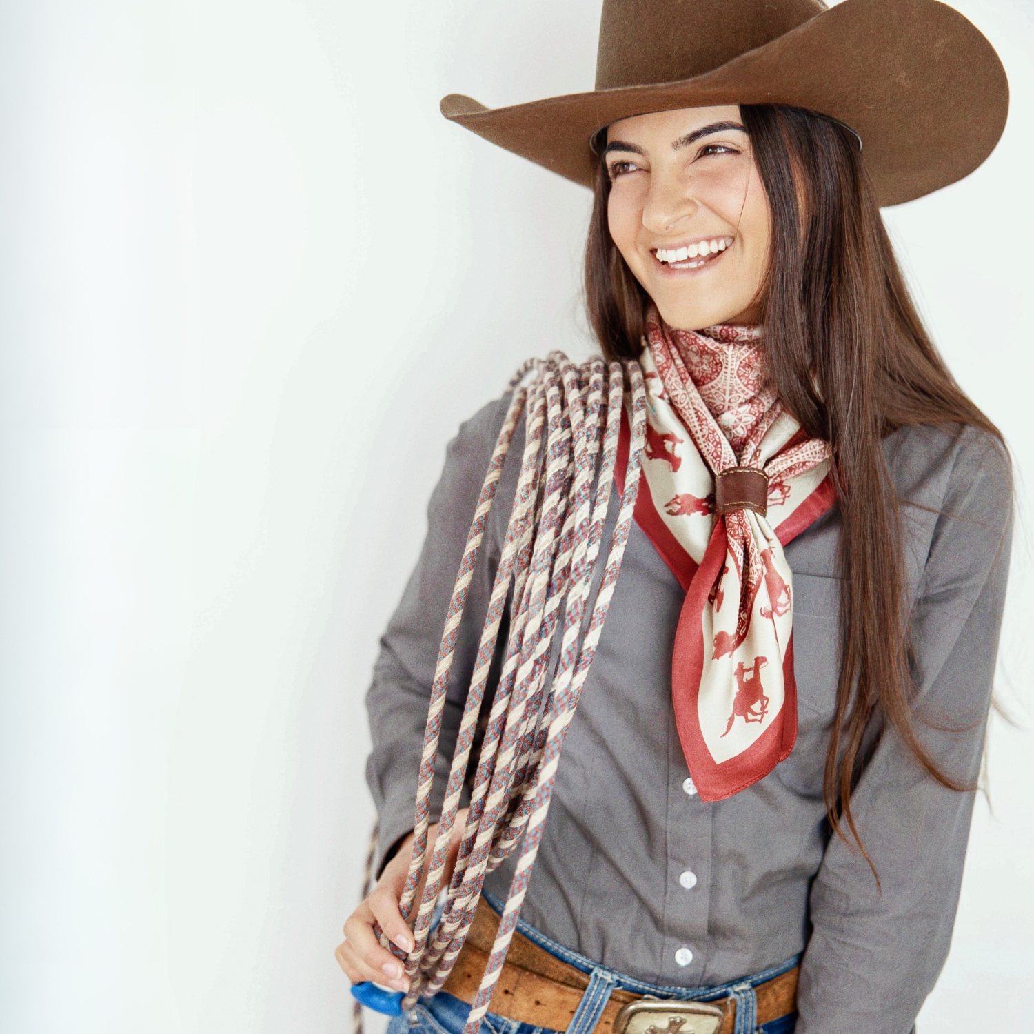 Silk Scarf 35x35" - Rodeo Queen - Red