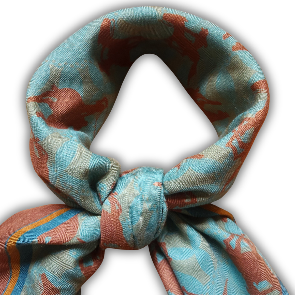 Wool-Silk Scarf 38" Rodeo Revival - Turquoise
