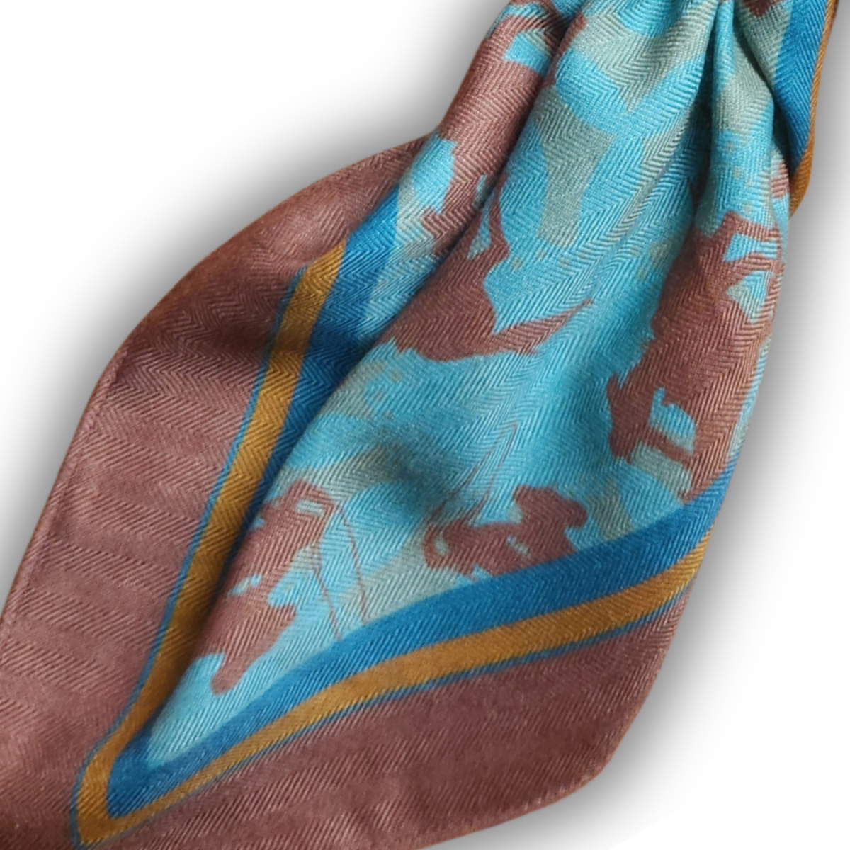 Wool-Silk Scarf 38" Rodeo Revival - Turquoise