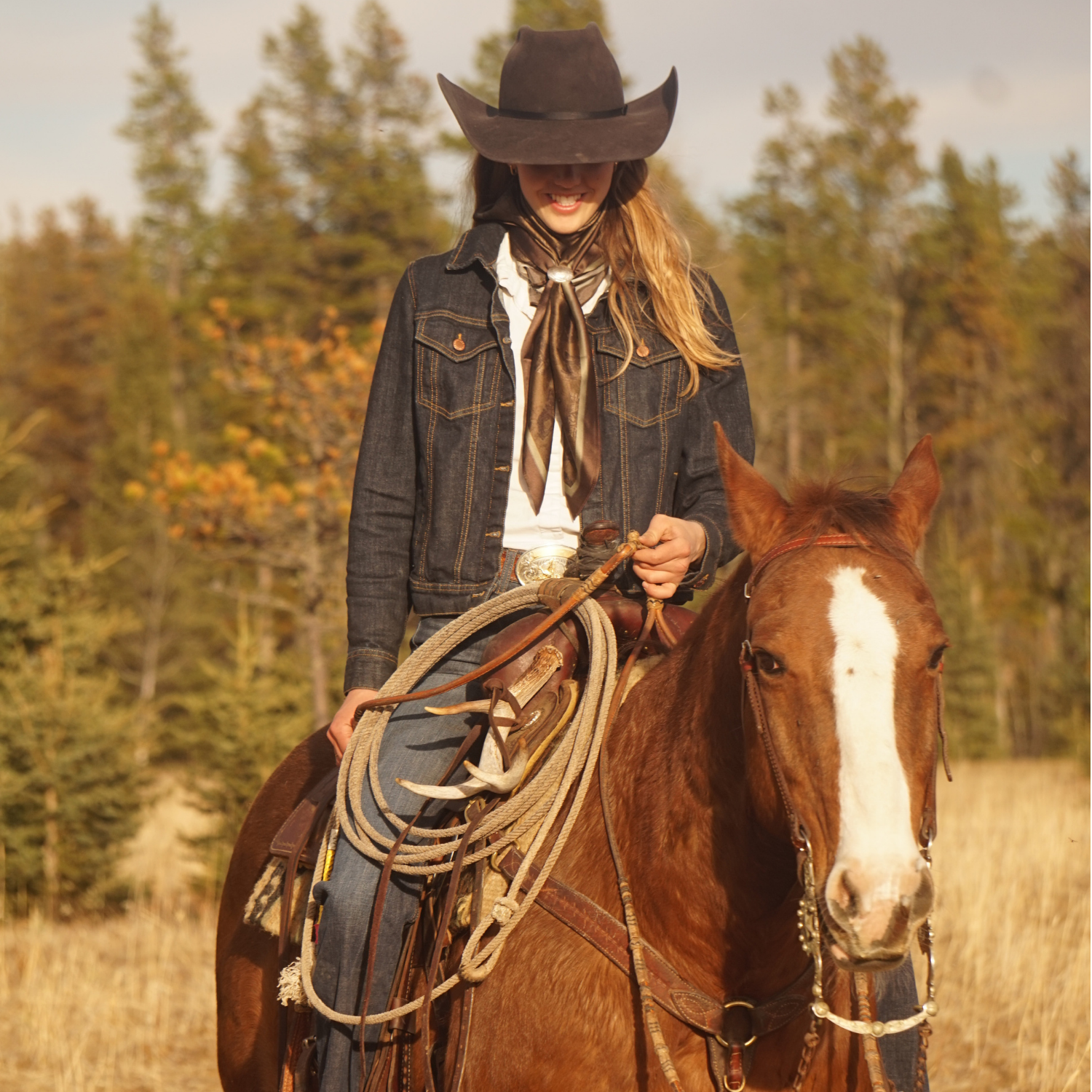 Silk Scarf 35x35" - Sage and Saddle - Sepia