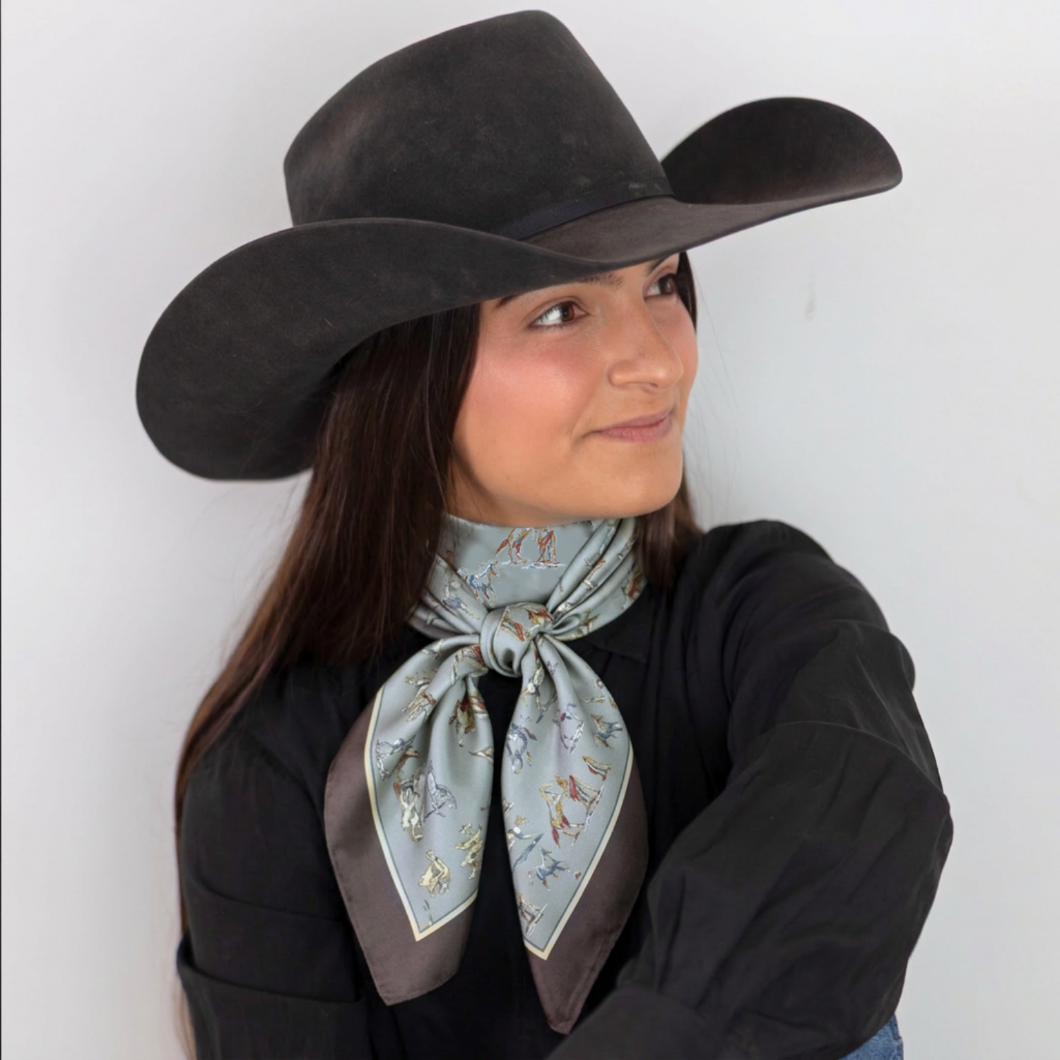 Silk Scarf 35x35" - Spirit of the Horse - Blue